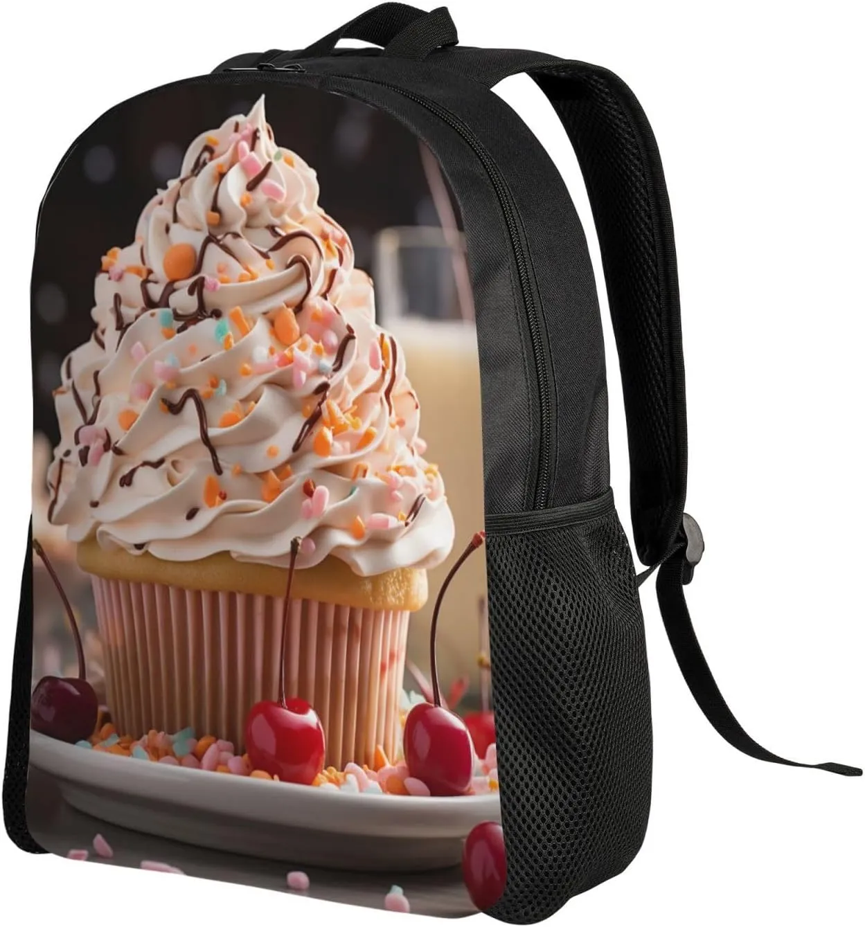 Laptop Backpack for Women Men Carry-on Backpack Cup Cake Daypack Lightweight Travel Shoulder Bags