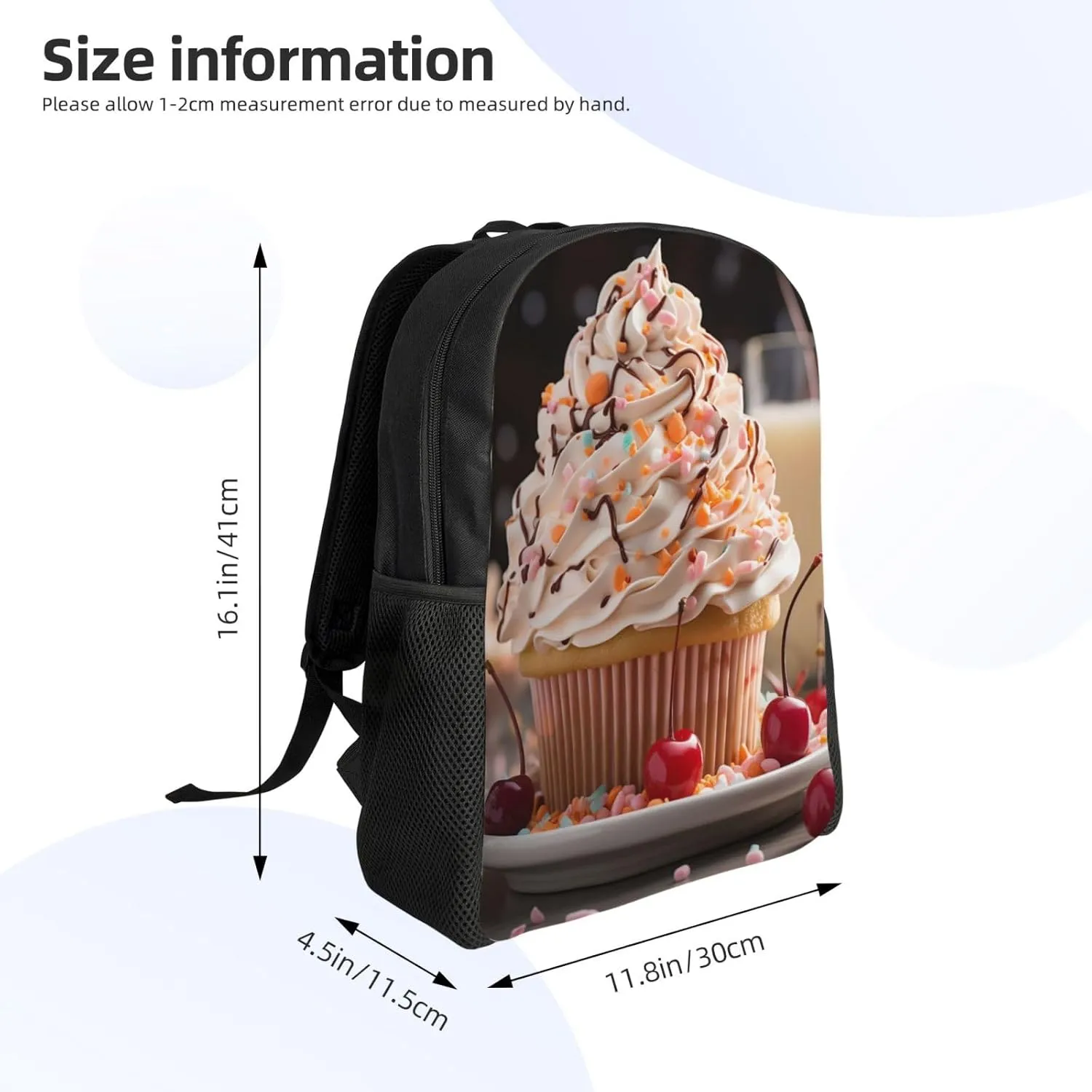 Laptop Backpack for Women Men Carry-on Backpack Cup Cake Daypack Lightweight Travel Shoulder Bags