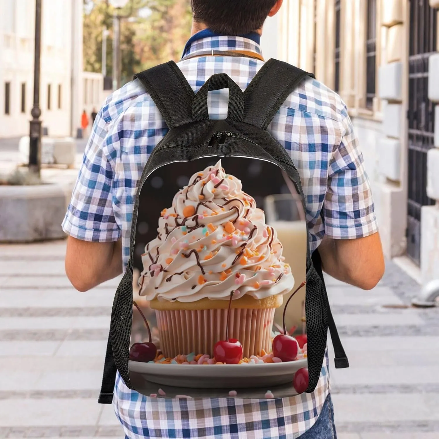 Laptop Backpack for Women Men Carry-on Backpack Cup Cake Daypack Lightweight Travel Shoulder Bags