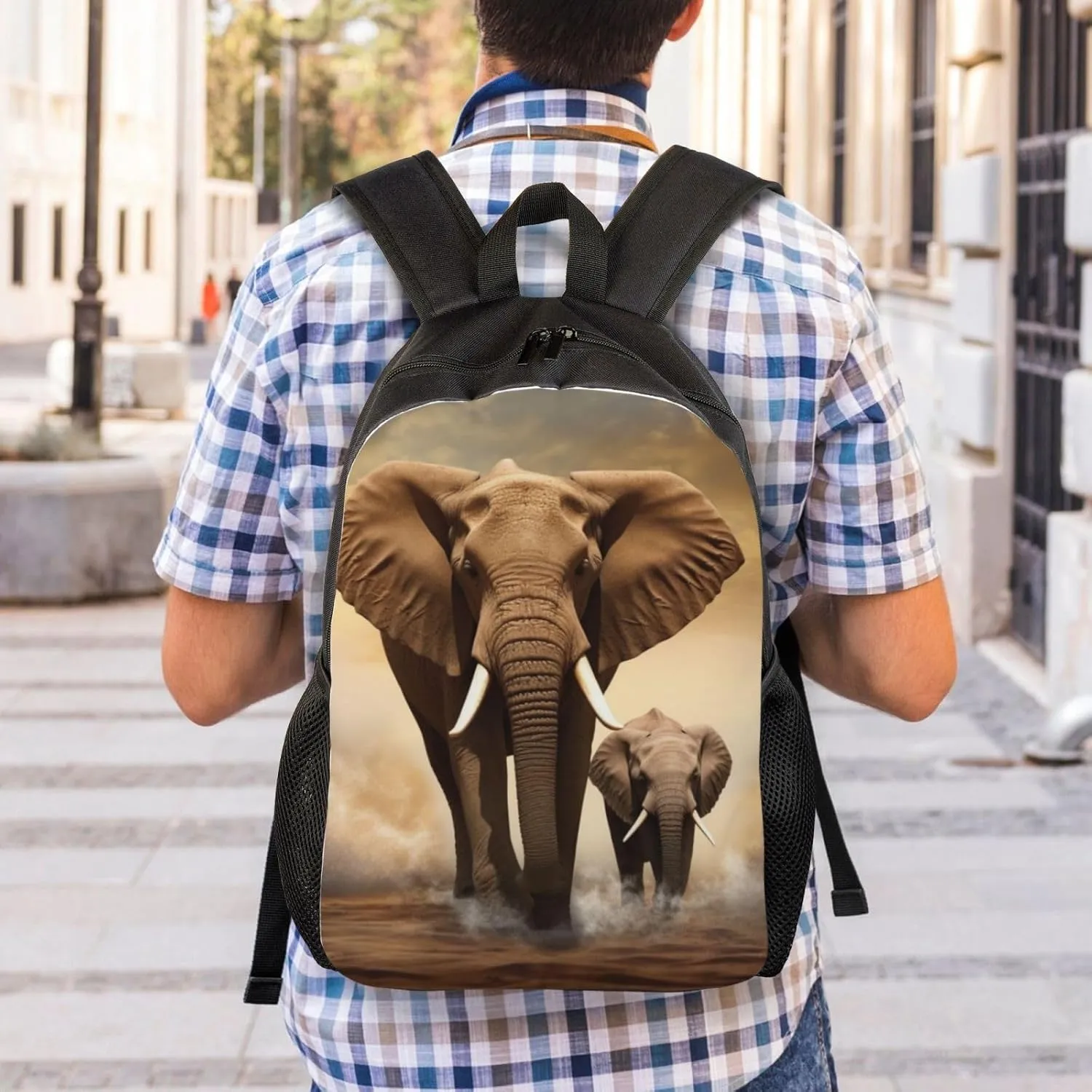 Laptop Backpack for Women Men Carry-on Backpack Elephant and baby elephant Daypack Lightweight Travel Shoulder Bags