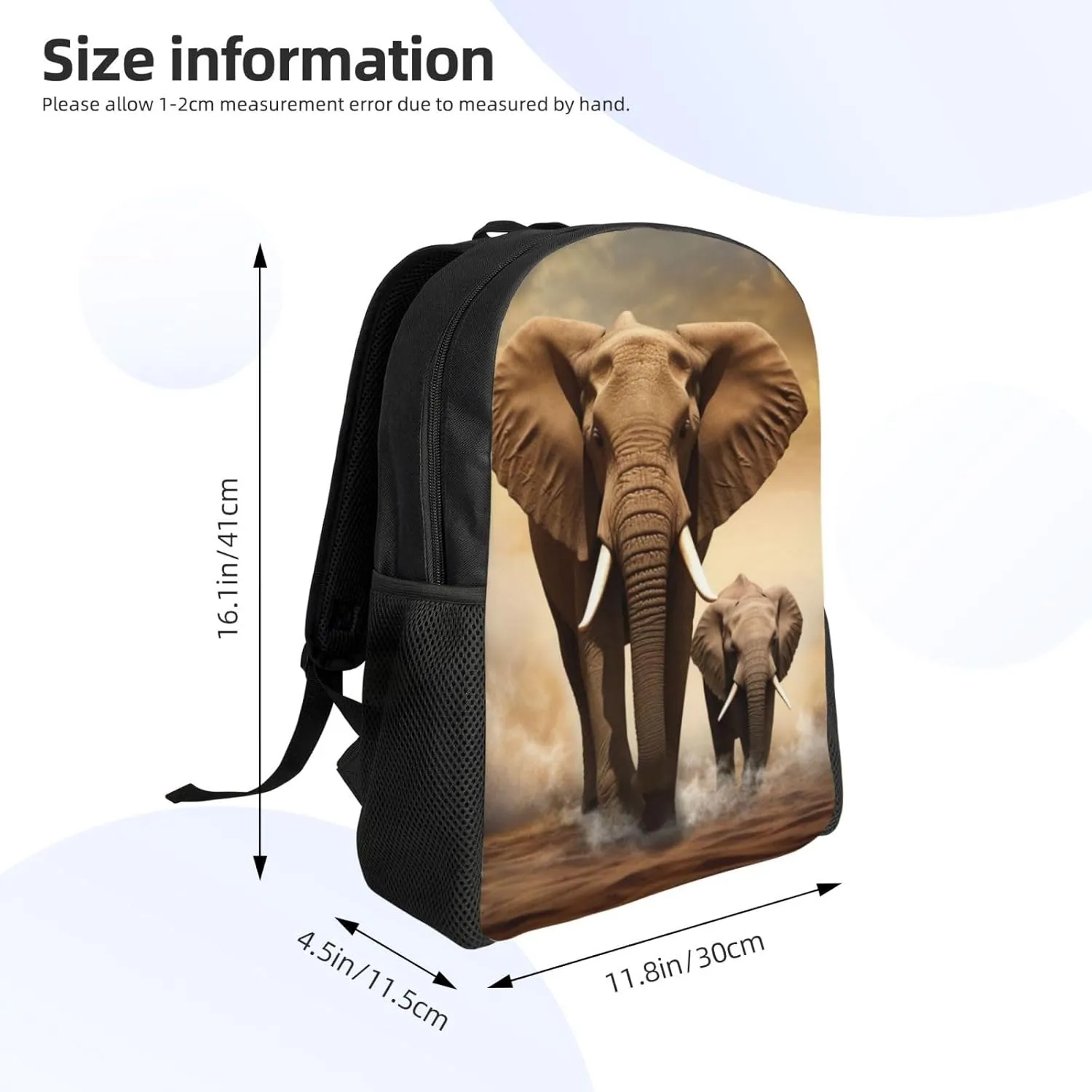 Laptop Backpack for Women Men Carry-on Backpack Elephant and baby elephant Daypack Lightweight Travel Shoulder Bags