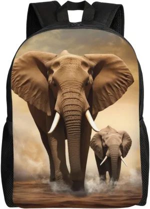 Laptop Backpack for Women Men Carry-on Backpack Elephant and baby elephant Daypack Lightweight Travel Shoulder Bags