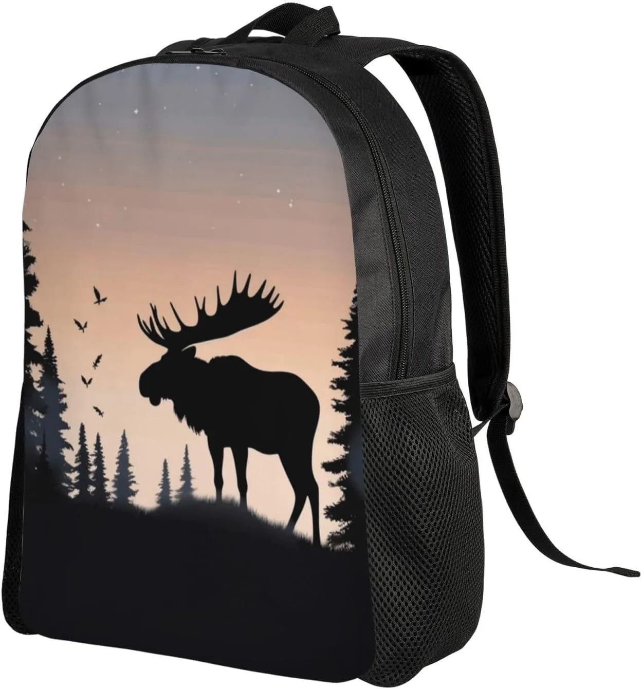 Laptop Backpack for Women Men Carry-on Backpack Moose Mountain Pine Tree Wilderness Daypack Lightweight Travel Shoulder Bags