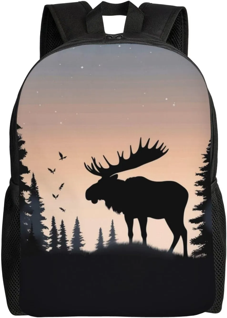Laptop Backpack for Women Men Carry-on Backpack Moose Mountain Pine Tree Wilderness Daypack Lightweight Travel Shoulder Bags
