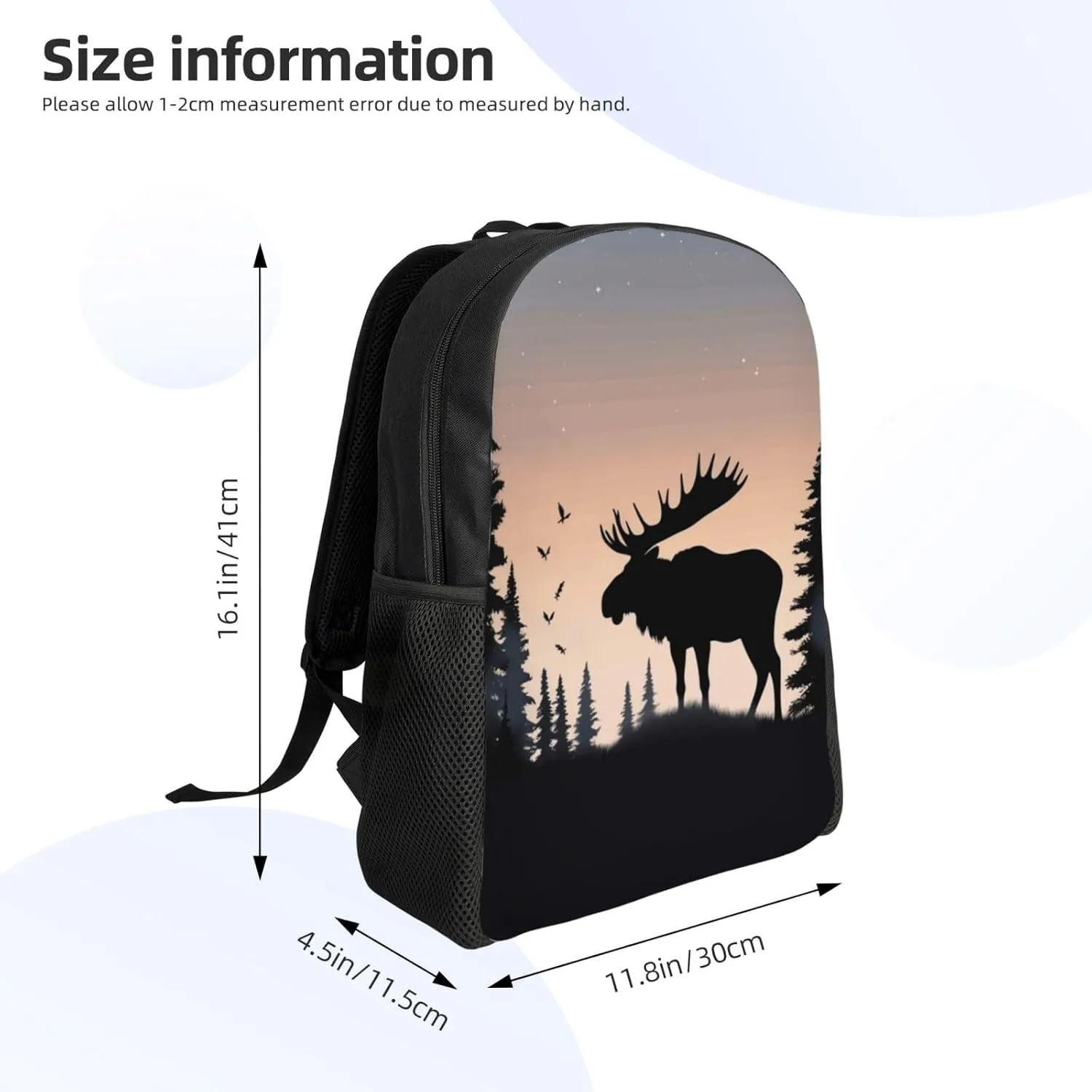 Laptop Backpack for Women Men Carry-on Backpack Moose Mountain Pine Tree Wilderness Daypack Lightweight Travel Shoulder Bags