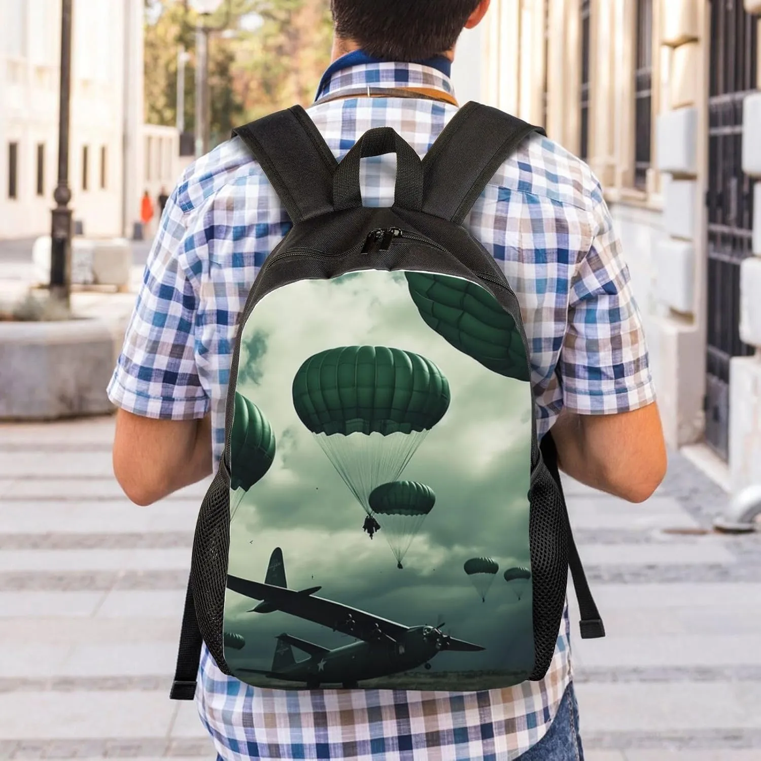 Laptop Backpack for Women Men Carry-on Backpack Parachute Above Airplane Daypack Lightweight Travel Shoulder Bags