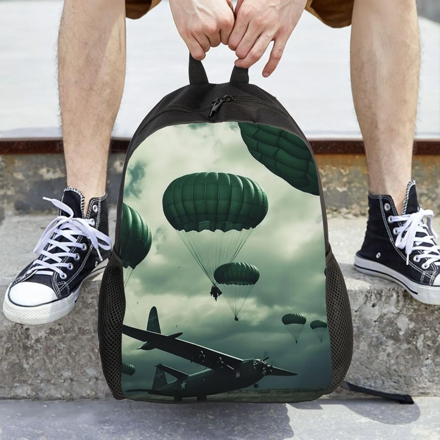 Laptop Backpack for Women Men Carry-on Backpack Parachute Above Airplane Daypack Lightweight Travel Shoulder Bags