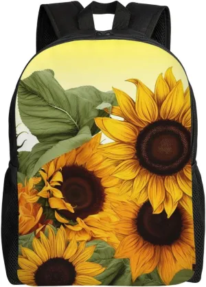 Laptop Backpack for Women Men Carry-on Backpack Sunflowers Floral Daypack Lightweight Travel Shoulder Bags