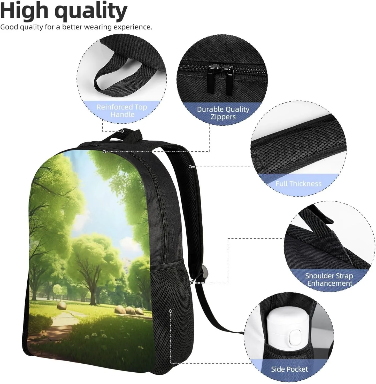 Laptop Backpack for Women Men Carry-on Backpack Sunny Day in Summer Park Daypack Lightweight Travel Shoulder Bags