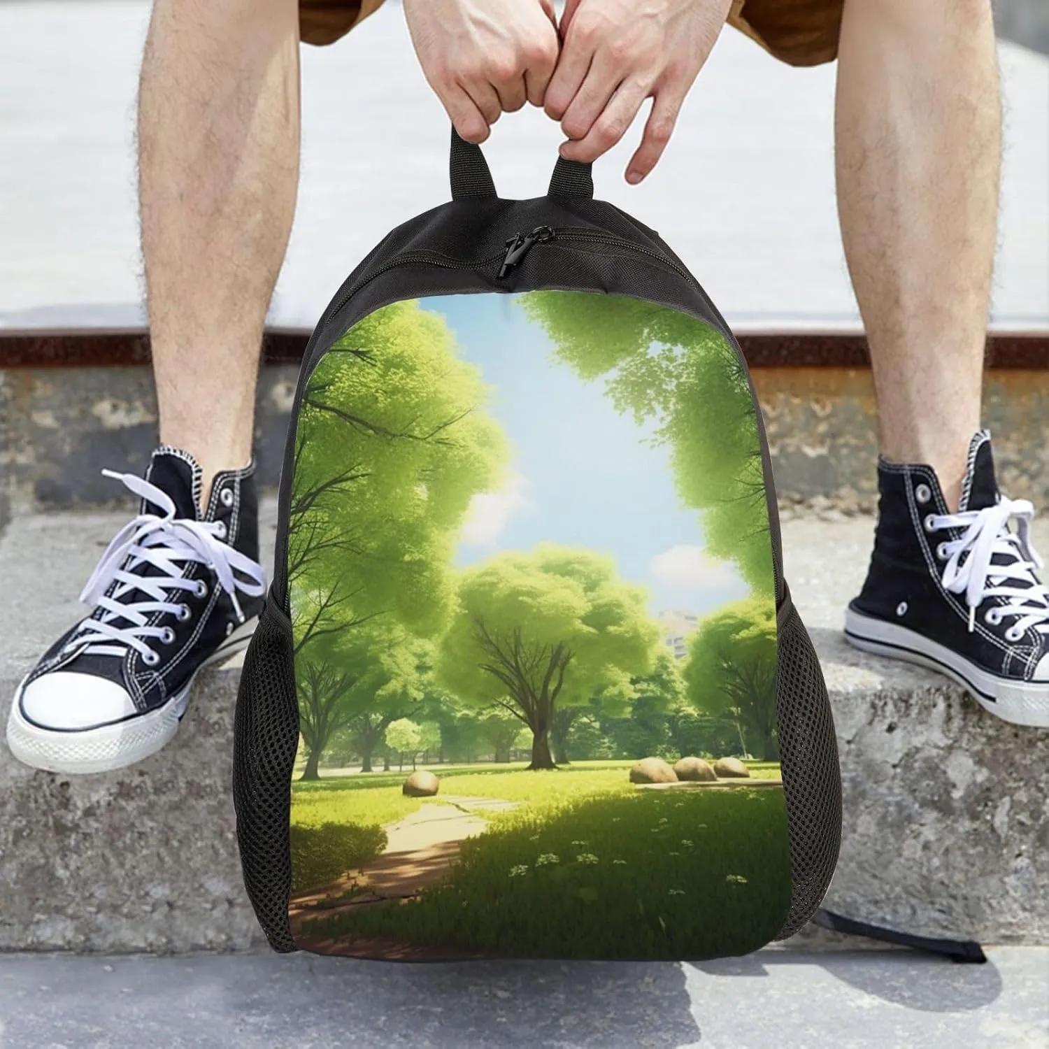 Laptop Backpack for Women Men Carry-on Backpack Sunny Day in Summer Park Daypack Lightweight Travel Shoulder Bags