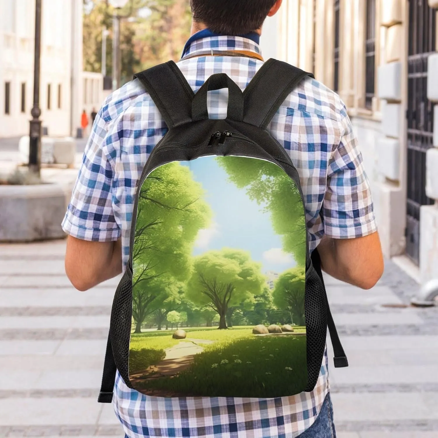 Laptop Backpack for Women Men Carry-on Backpack Sunny Day in Summer Park Daypack Lightweight Travel Shoulder Bags