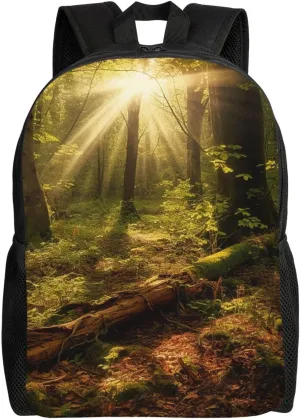 Laptop Backpack for Women Men Carry-on Backpack Sunshine in the Forest Daypack Lightweight Travel Shoulder Bags