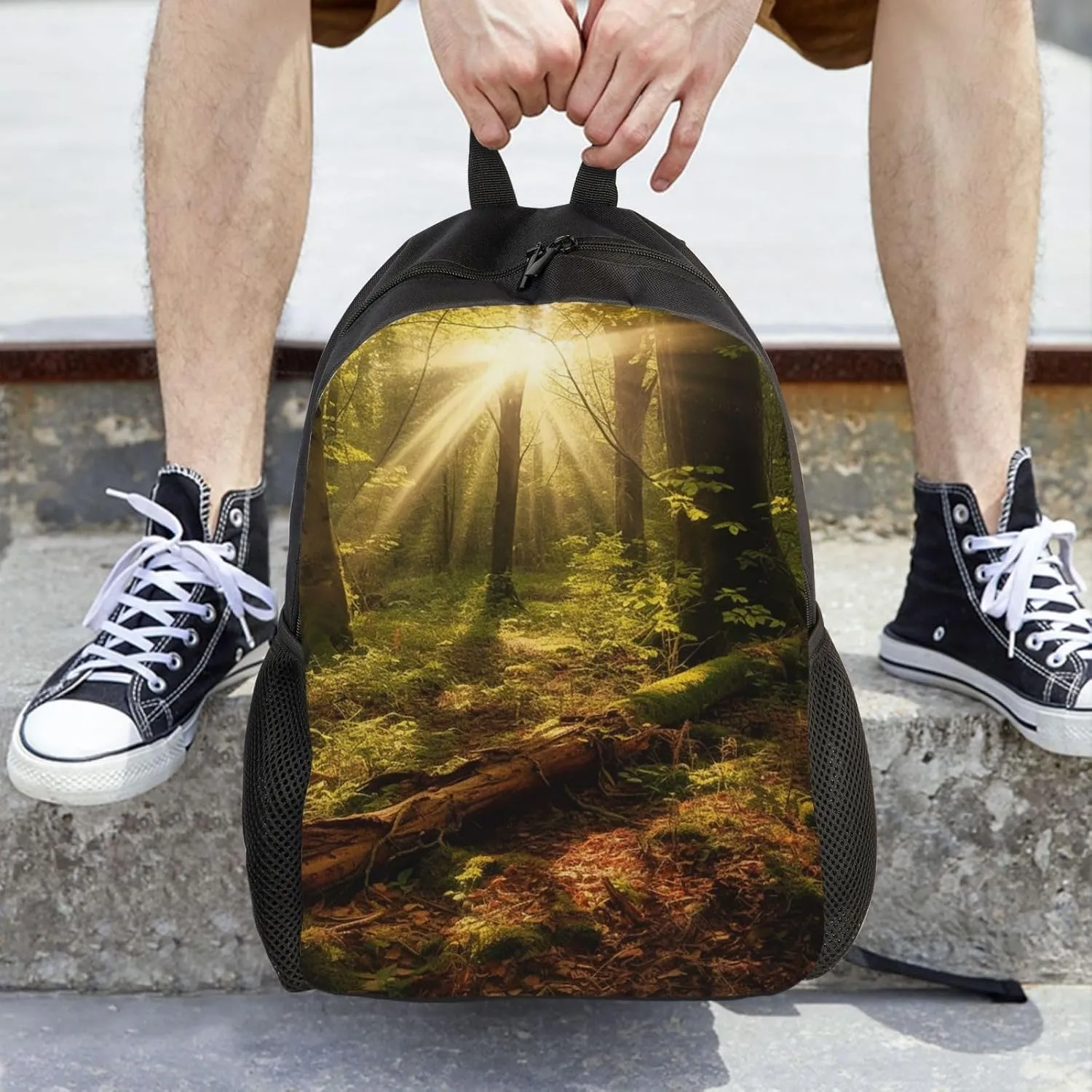 Laptop Backpack for Women Men Carry-on Backpack Sunshine in the Forest Daypack Lightweight Travel Shoulder Bags