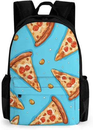 Laptop Backpack for Women Men Daypack Light Blue Pizza Slice Backpacks Computer Bag Travel Laptop Bag Casual Work Bag