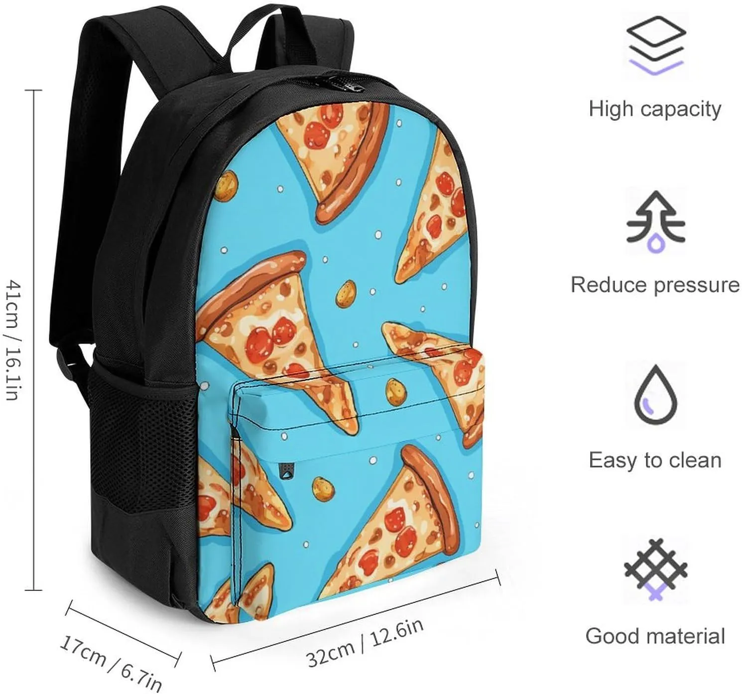 Laptop Backpack for Women Men Daypack Light Blue Pizza Slice Backpacks Computer Bag Travel Laptop Bag Casual Work Bag