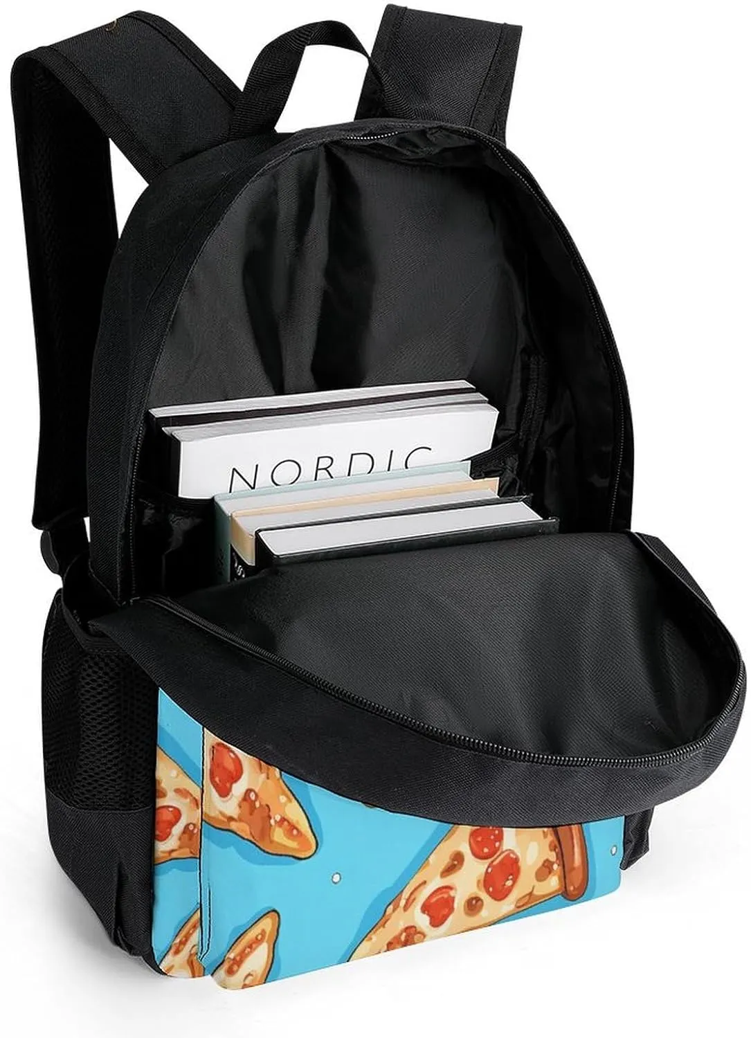 Laptop Backpack for Women Men Daypack Light Blue Pizza Slice Backpacks Computer Bag Travel Laptop Bag Casual Work Bag