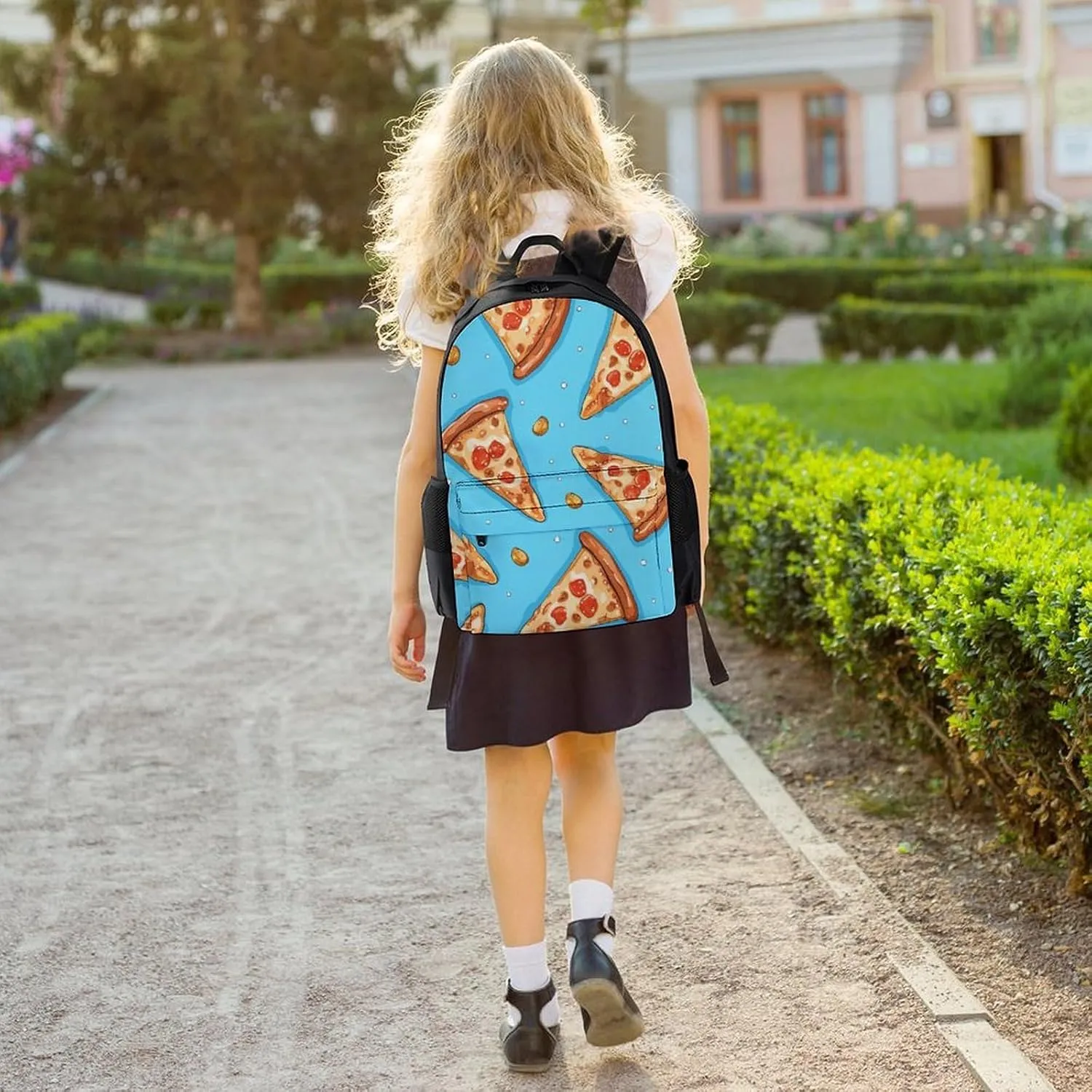 Laptop Backpack for Women Men Daypack Light Blue Pizza Slice Backpacks Computer Bag Travel Laptop Bag Casual Work Bag