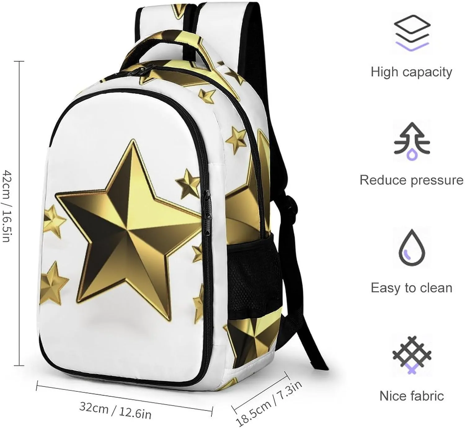 Laptop Backpack for Women Men Daypack Waterproof Gold Star Computer Bag Business Work Bag for Travel