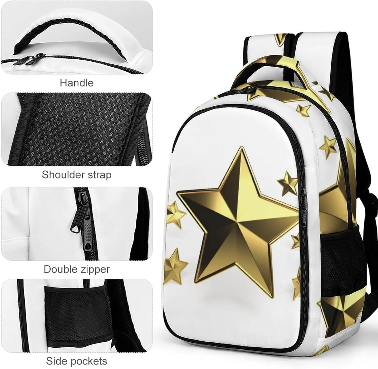 Laptop Backpack for Women Men Daypack Waterproof Gold Star Computer Bag Business Work Bag for Travel