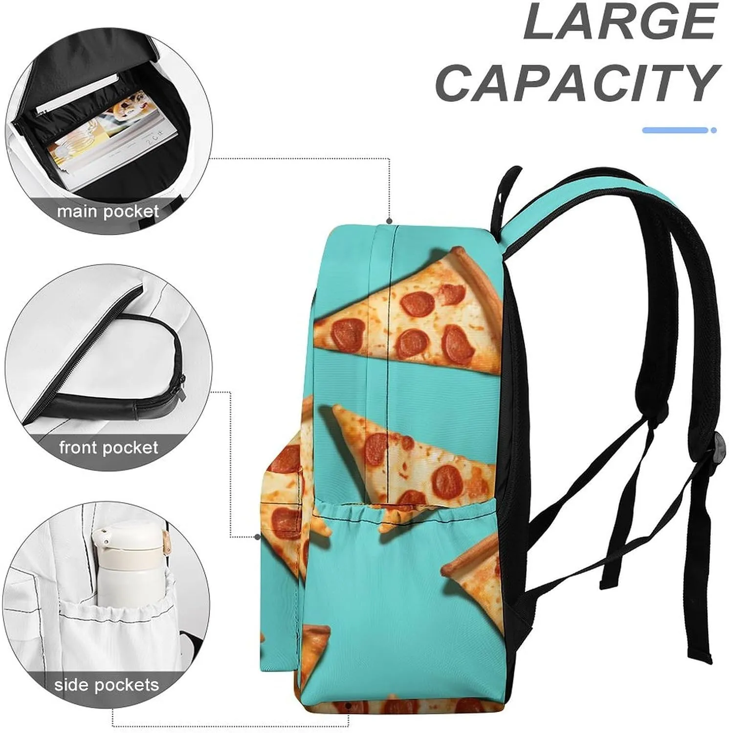 Laptop Backpack for Women Men Daypack Waterproof Green Pizza Slices Computer Bag Business Work Bag for Travel