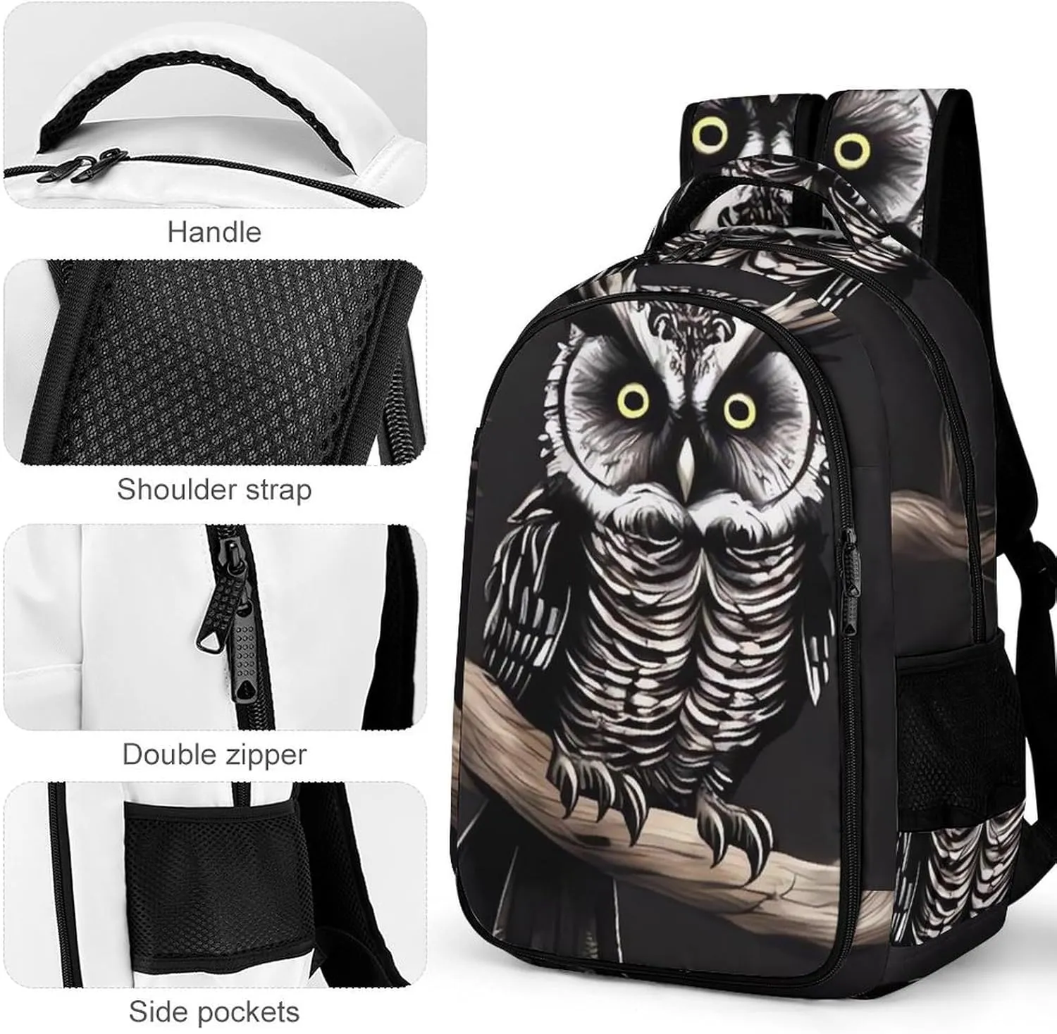 Laptop Backpack for Women Men Daypack Waterproof Late Night Owl Computer Bag Business Work Bag for Travel