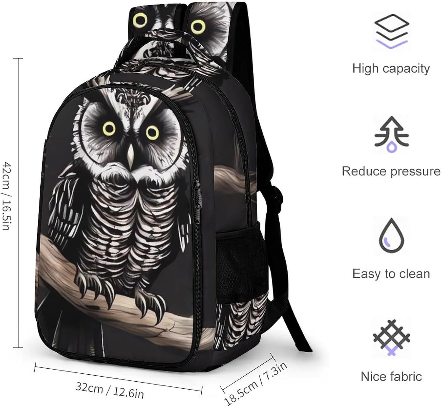 Laptop Backpack for Women Men Daypack Waterproof Late Night Owl Computer Bag Business Work Bag for Travel