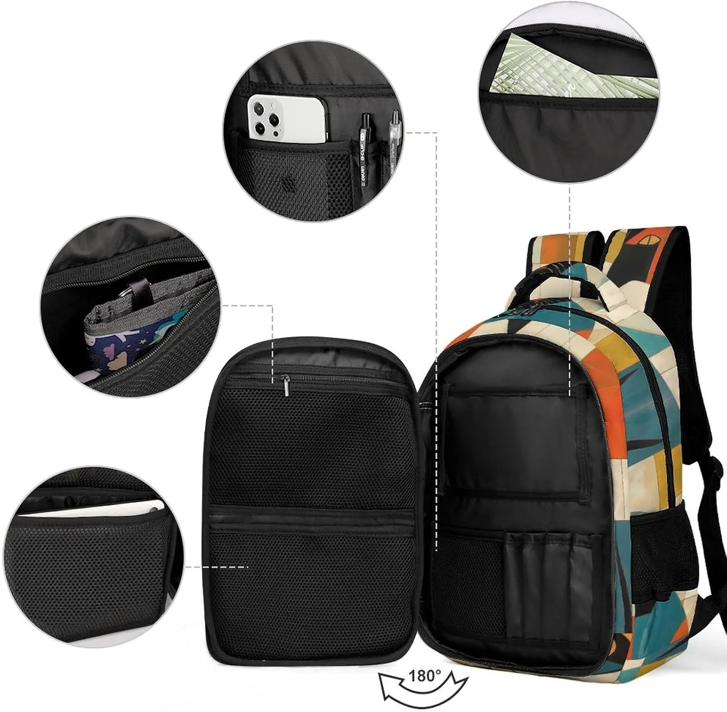 Laptop Backpack for Women Men Daypack Waterproof Modern Art Cat Computer Bag Business Work Bag for Travel