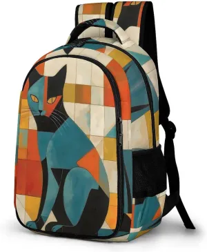 Laptop Backpack for Women Men Daypack Waterproof Modern Art Cat Computer Bag Business Work Bag for Travel