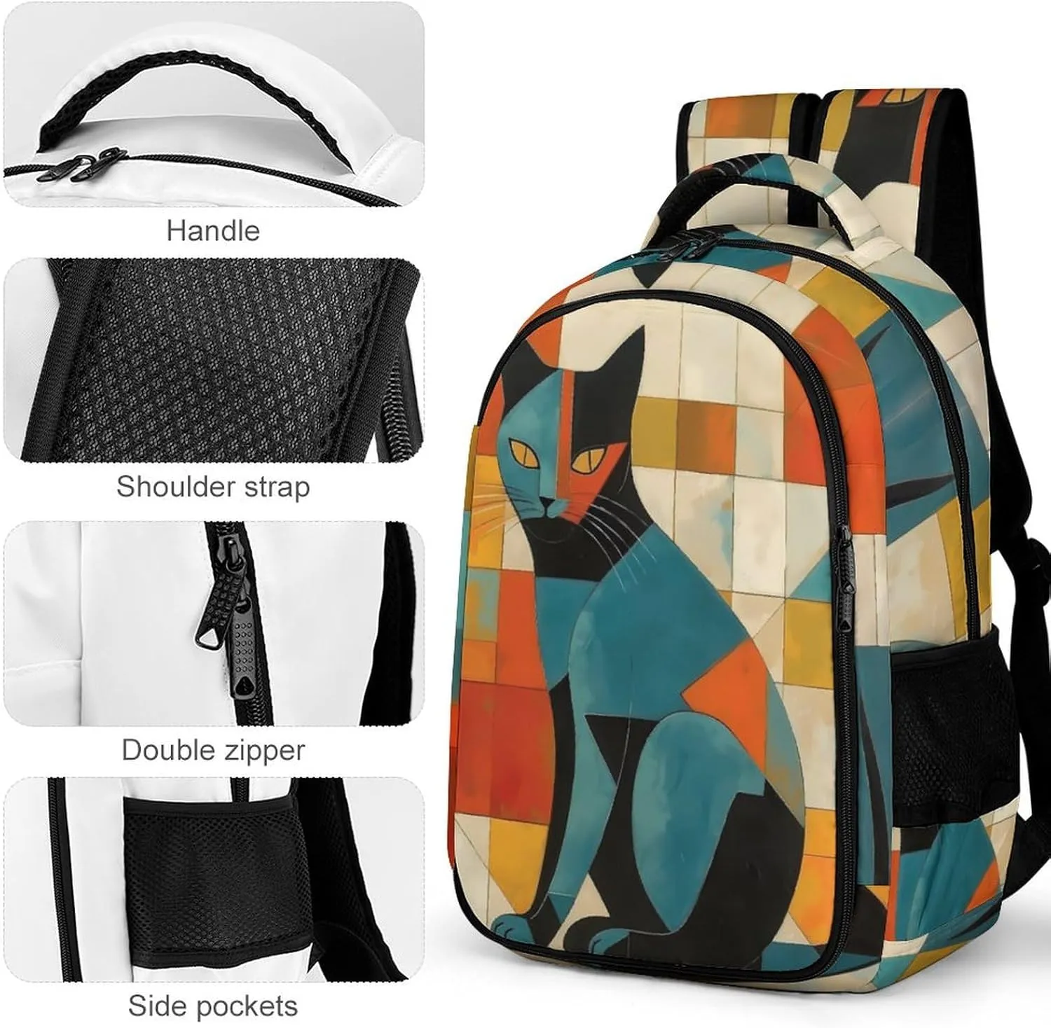 Laptop Backpack for Women Men Daypack Waterproof Modern Art Cat Computer Bag Business Work Bag for Travel