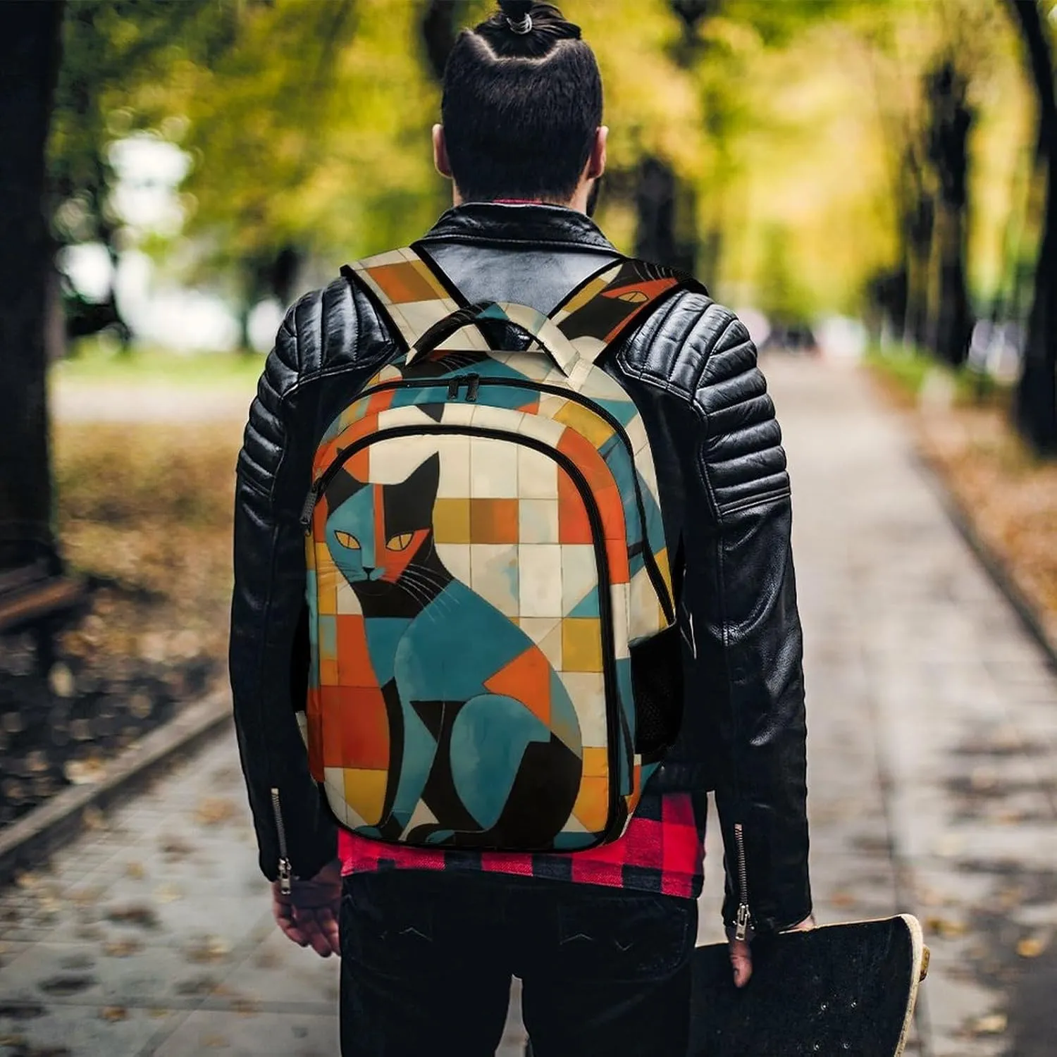 Laptop Backpack for Women Men Daypack Waterproof Modern Art Cat Computer Bag Business Work Bag for Travel