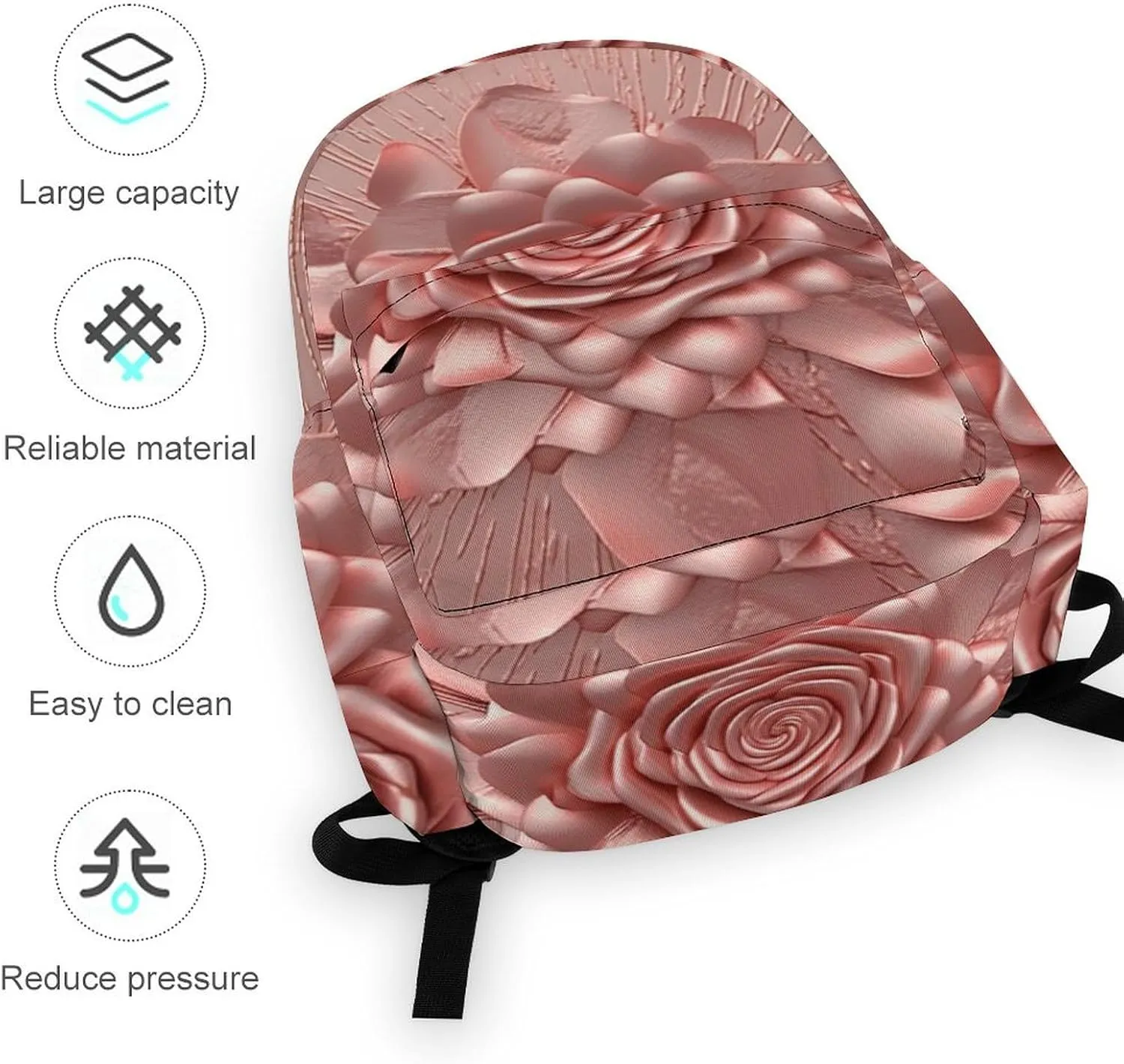 Laptop Backpack for Women Men Daypack Waterproof Rose Computer Bag Business Work Bag for Travel