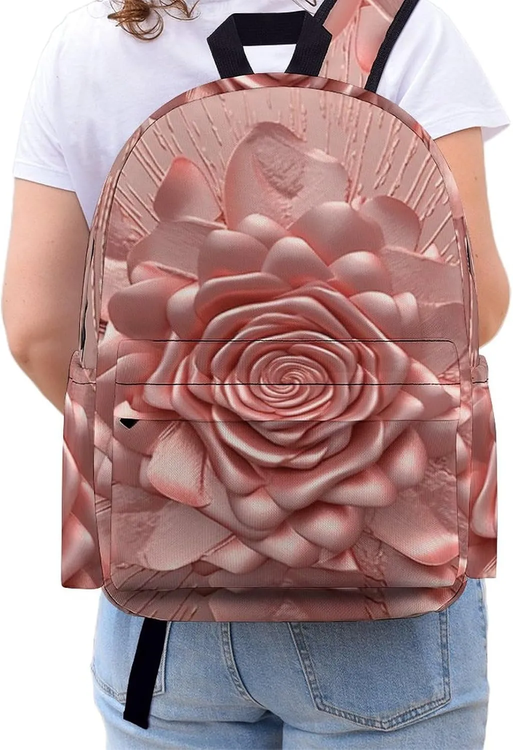 Laptop Backpack for Women Men Daypack Waterproof Rose Computer Bag Business Work Bag for Travel