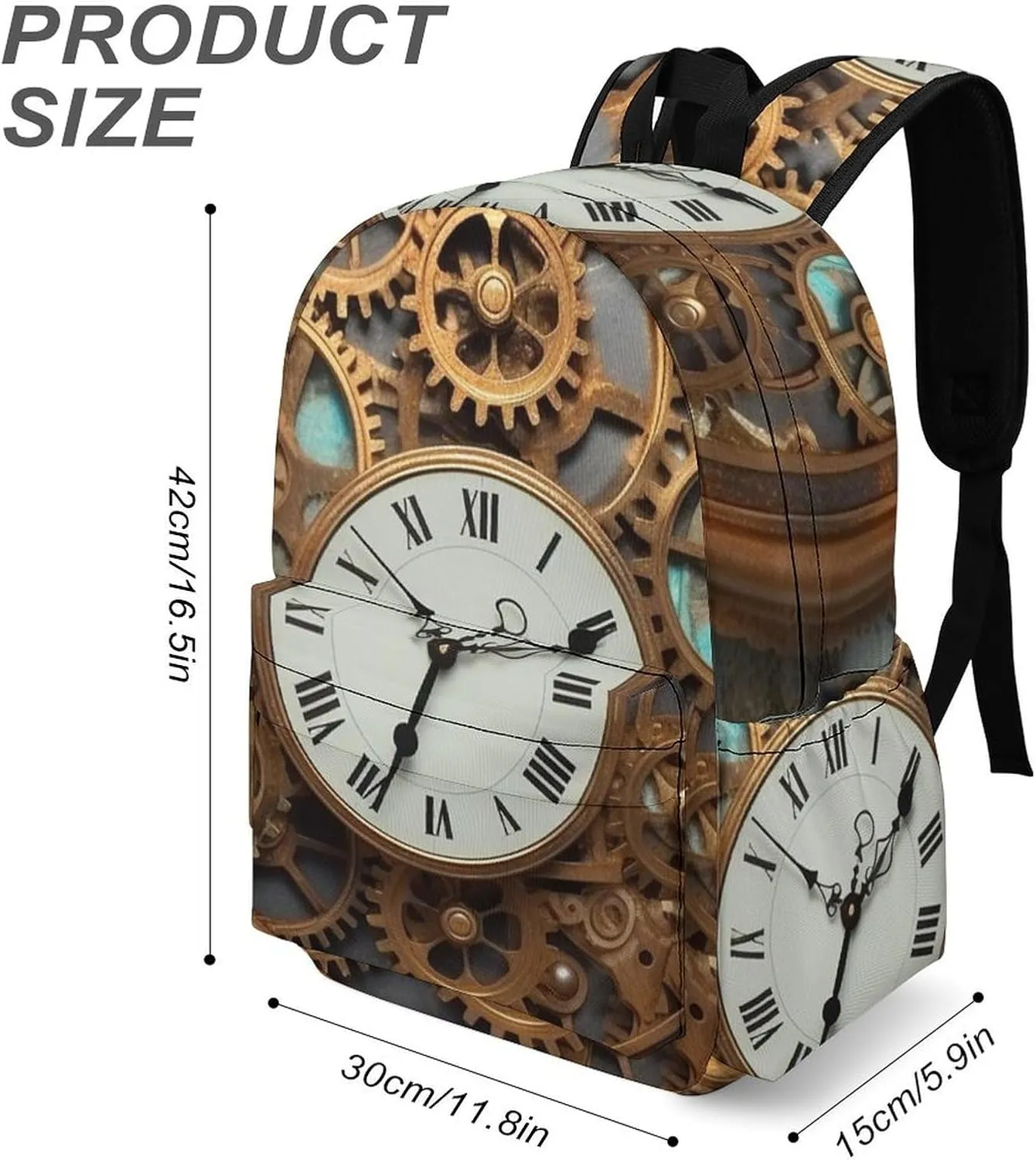 Laptop Backpack for Women Men Daypack Waterproof Rusty Steampunk Clock Computer Bag Business Work Bag for Travel