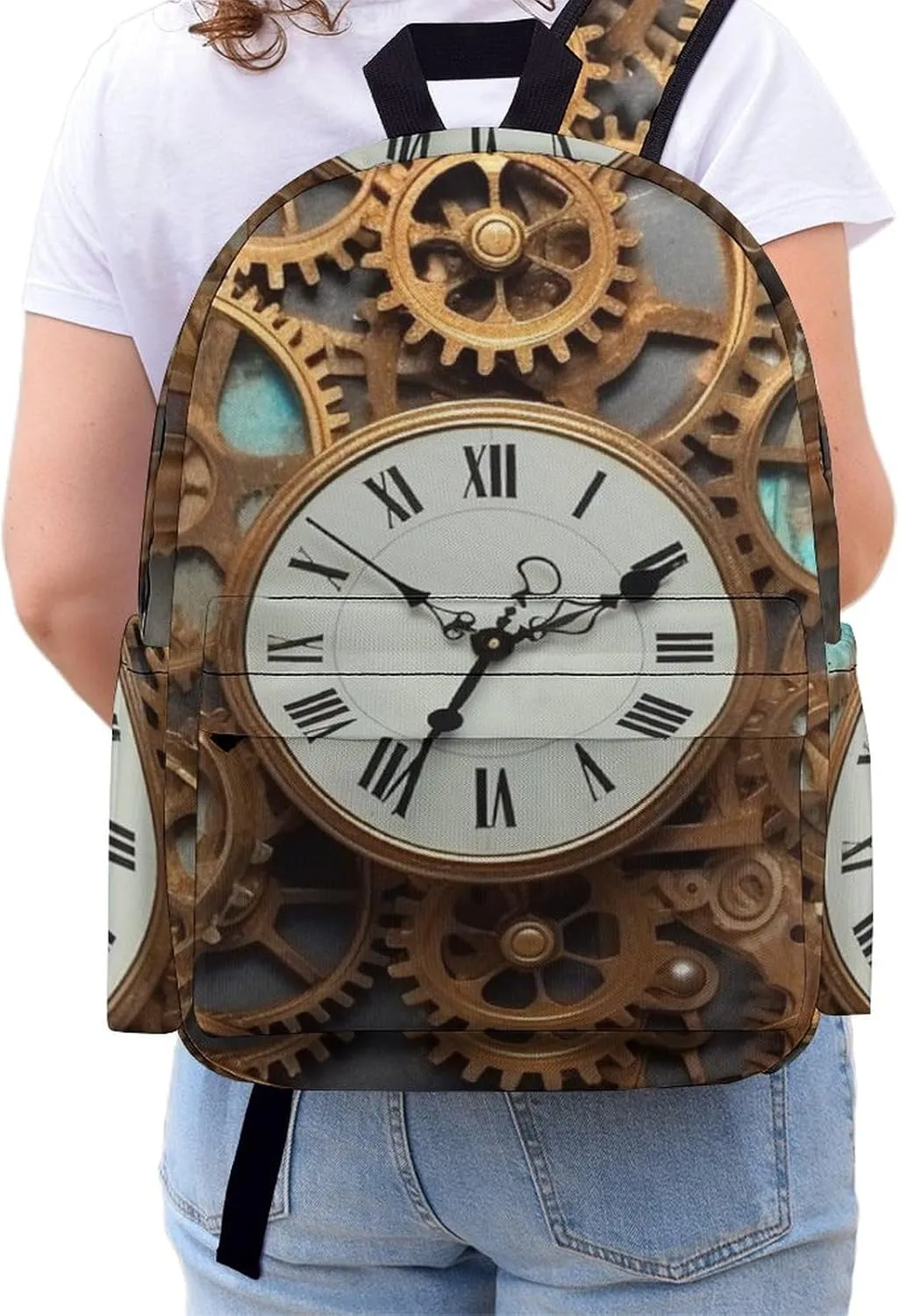 Laptop Backpack for Women Men Daypack Waterproof Rusty Steampunk Clock Computer Bag Business Work Bag for Travel