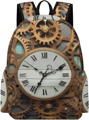 Laptop Backpack for Women Men Daypack Waterproof Rusty Steampunk Clock Computer Bag Business Work Bag for Travel