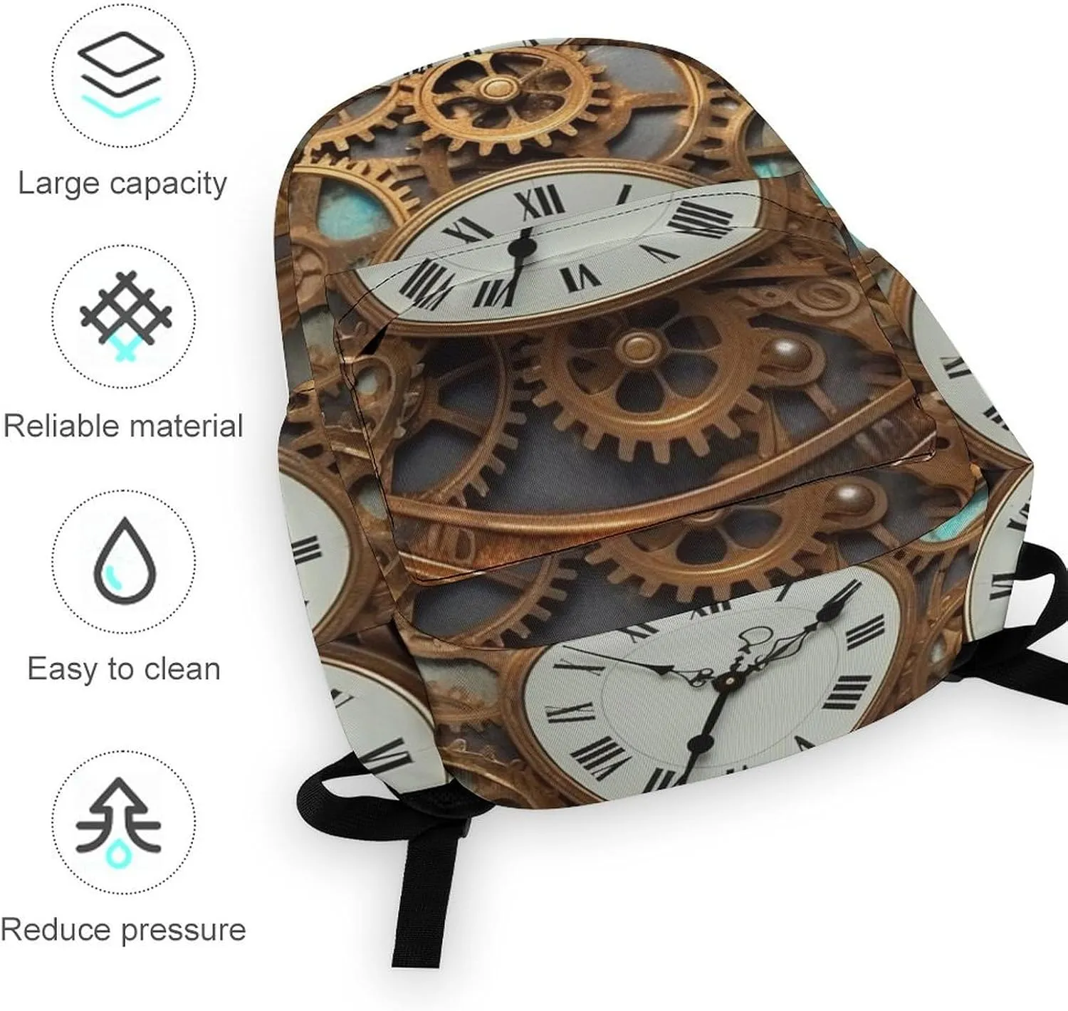Laptop Backpack for Women Men Daypack Waterproof Rusty Steampunk Clock Computer Bag Business Work Bag for Travel