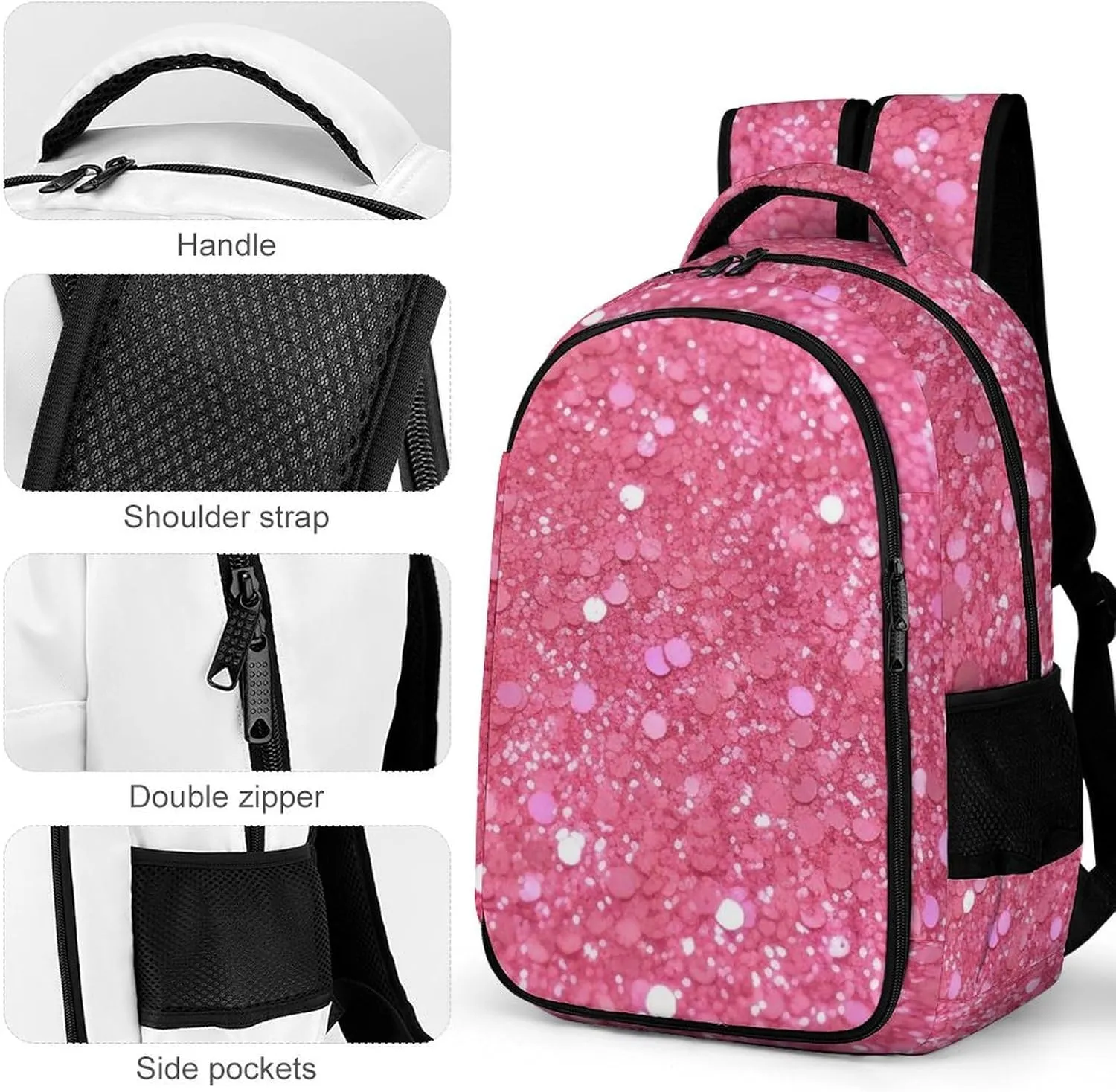 Laptop Backpack for Women Men Daypack Waterproof Sparkling Glitter Computer Bag Business Work Bag for Travel