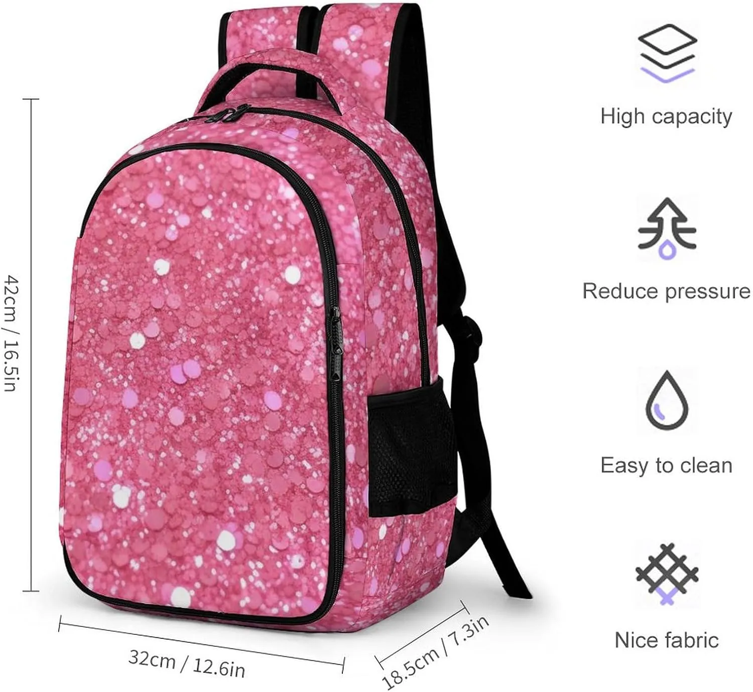 Laptop Backpack for Women Men Daypack Waterproof Sparkling Glitter Computer Bag Business Work Bag for Travel