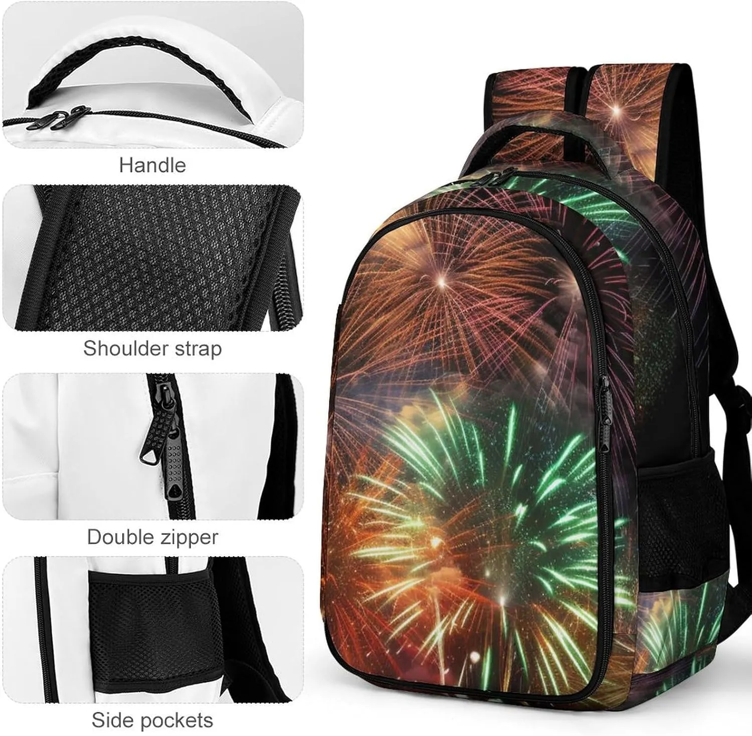 Laptop Backpack for Women Men Daypack Waterproof Splendid Fireworks Computer Bag Business Work Bag for Travel