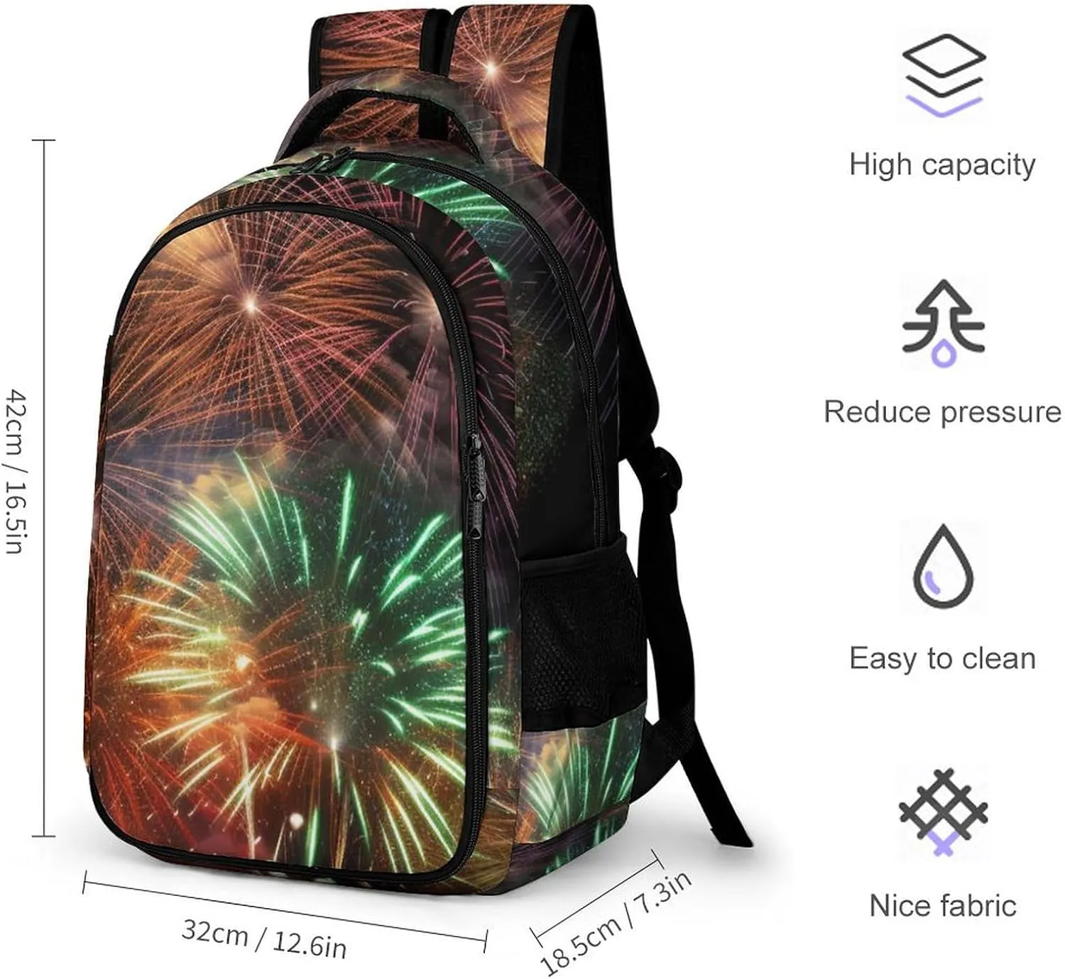 Laptop Backpack for Women Men Daypack Waterproof Splendid Fireworks Computer Bag Business Work Bag for Travel