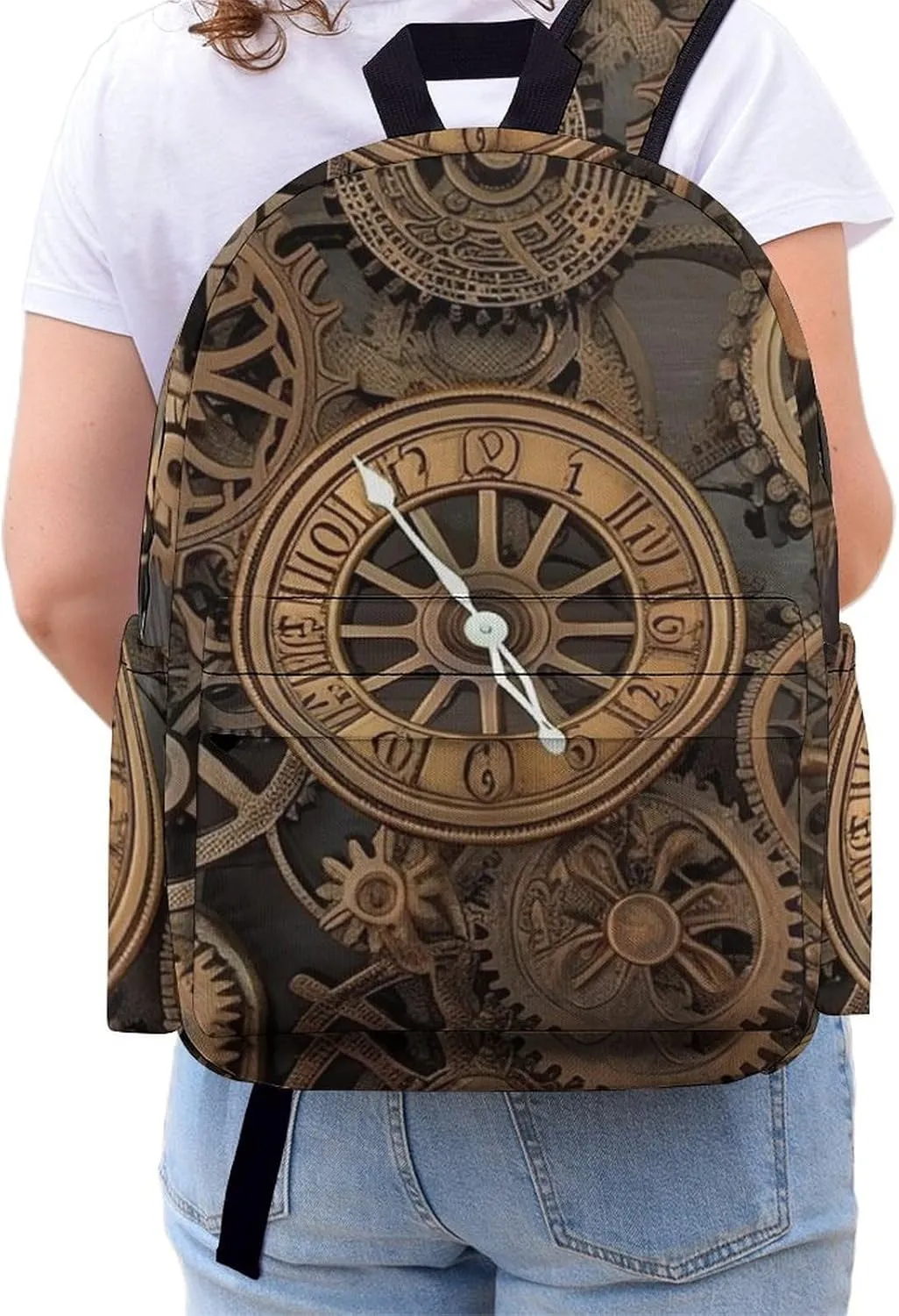 Laptop Backpack for Women Men Daypack Waterproof Steampunk Gears Clock Computer Bag Business Work Bag for Travel