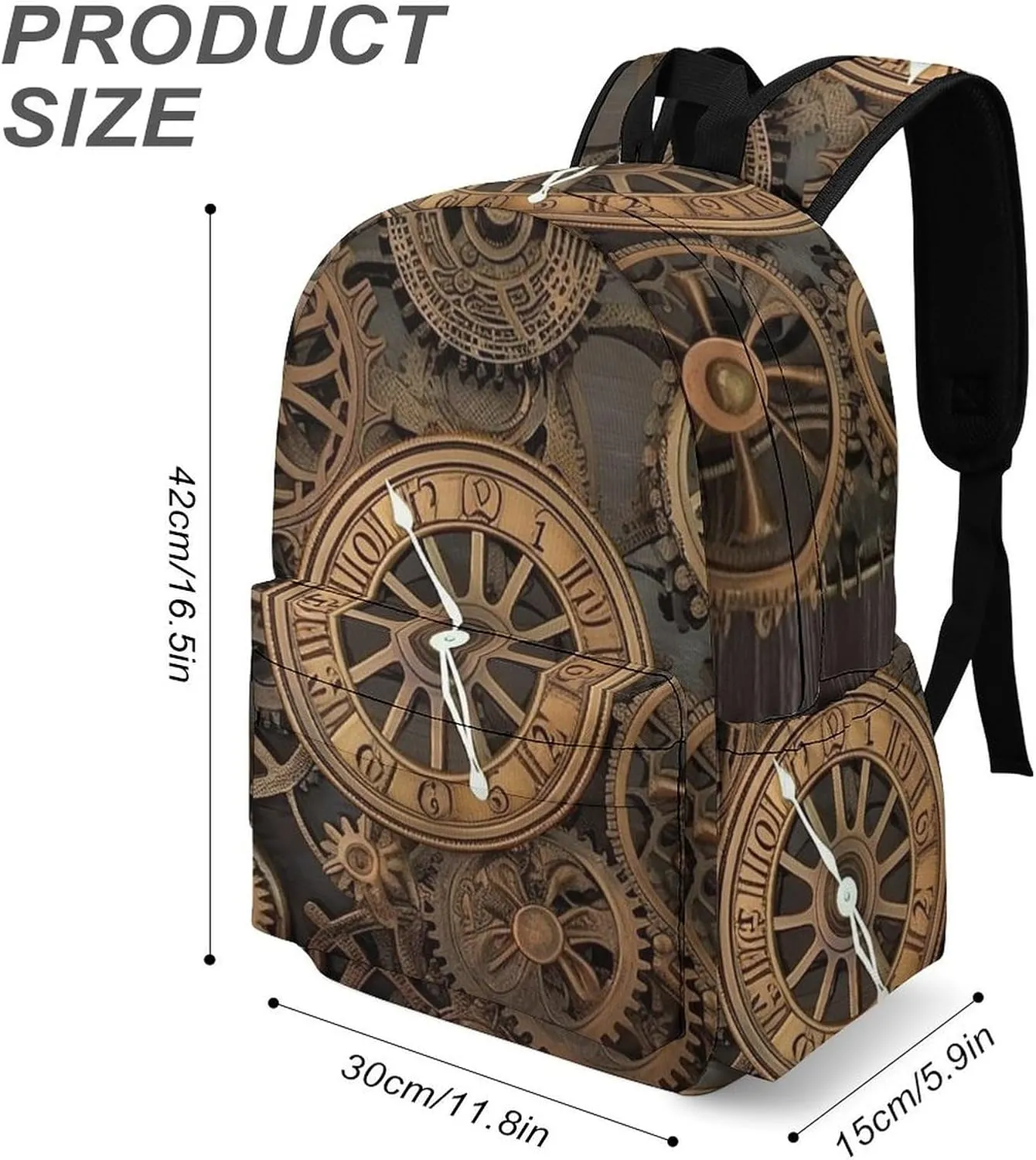 Laptop Backpack for Women Men Daypack Waterproof Steampunk Gears Clock Computer Bag Business Work Bag for Travel