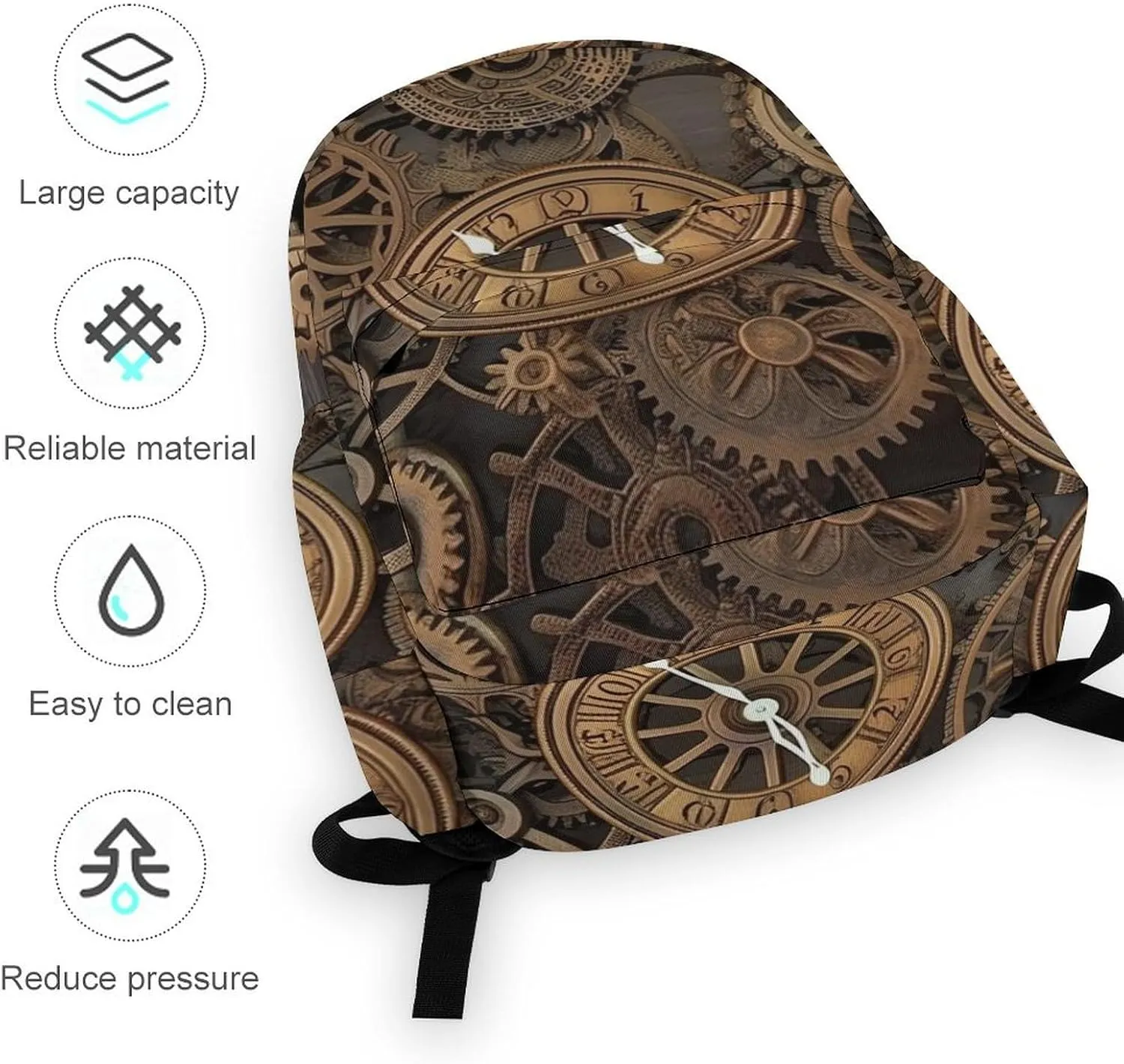 Laptop Backpack for Women Men Daypack Waterproof Steampunk Gears Clock Computer Bag Business Work Bag for Travel