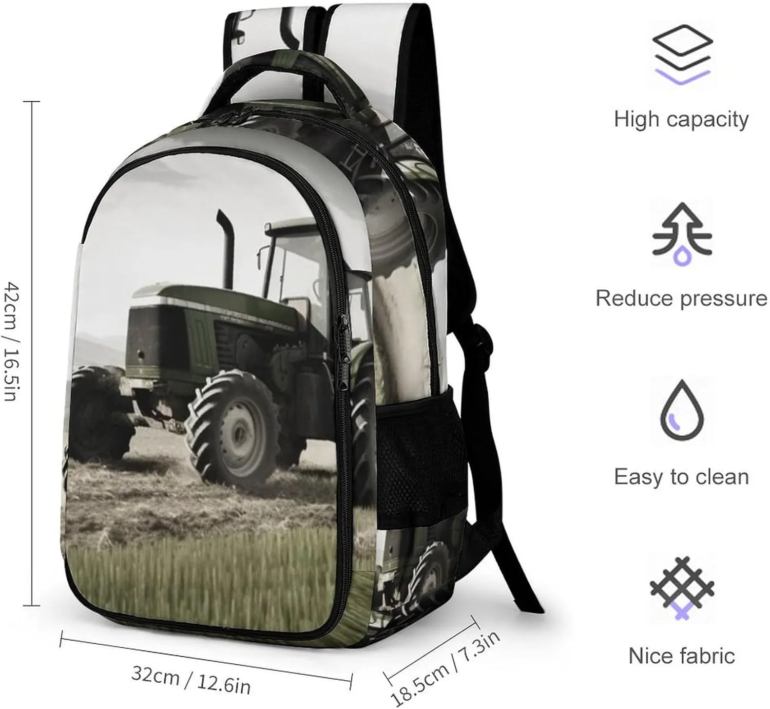 Laptop Backpack for Women Men Daypack Waterproof Tractor Agriculture Tranquil Computer Bag Business Work Bag for Travel