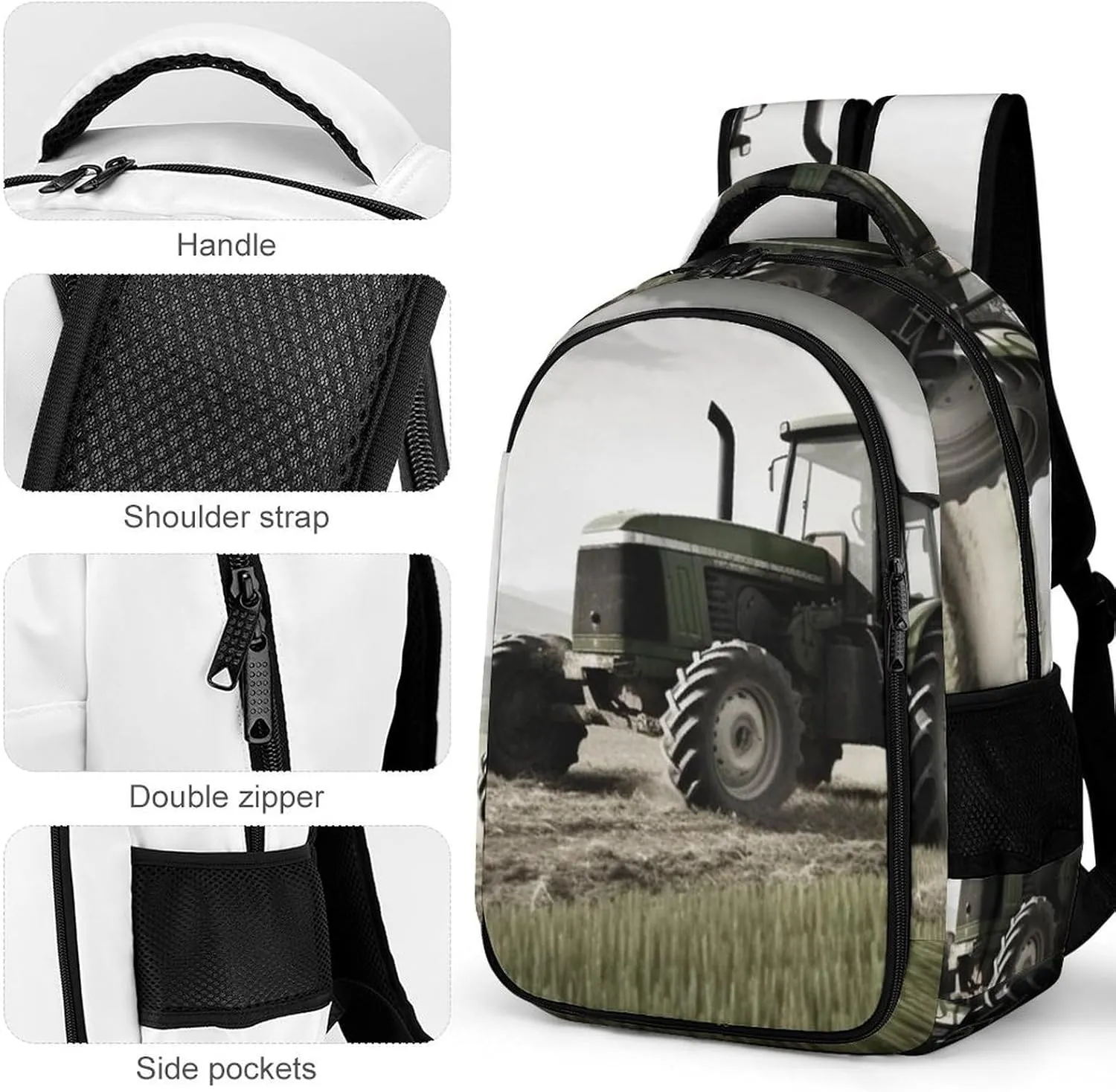 Laptop Backpack for Women Men Daypack Waterproof Tractor Agriculture Tranquil Computer Bag Business Work Bag for Travel