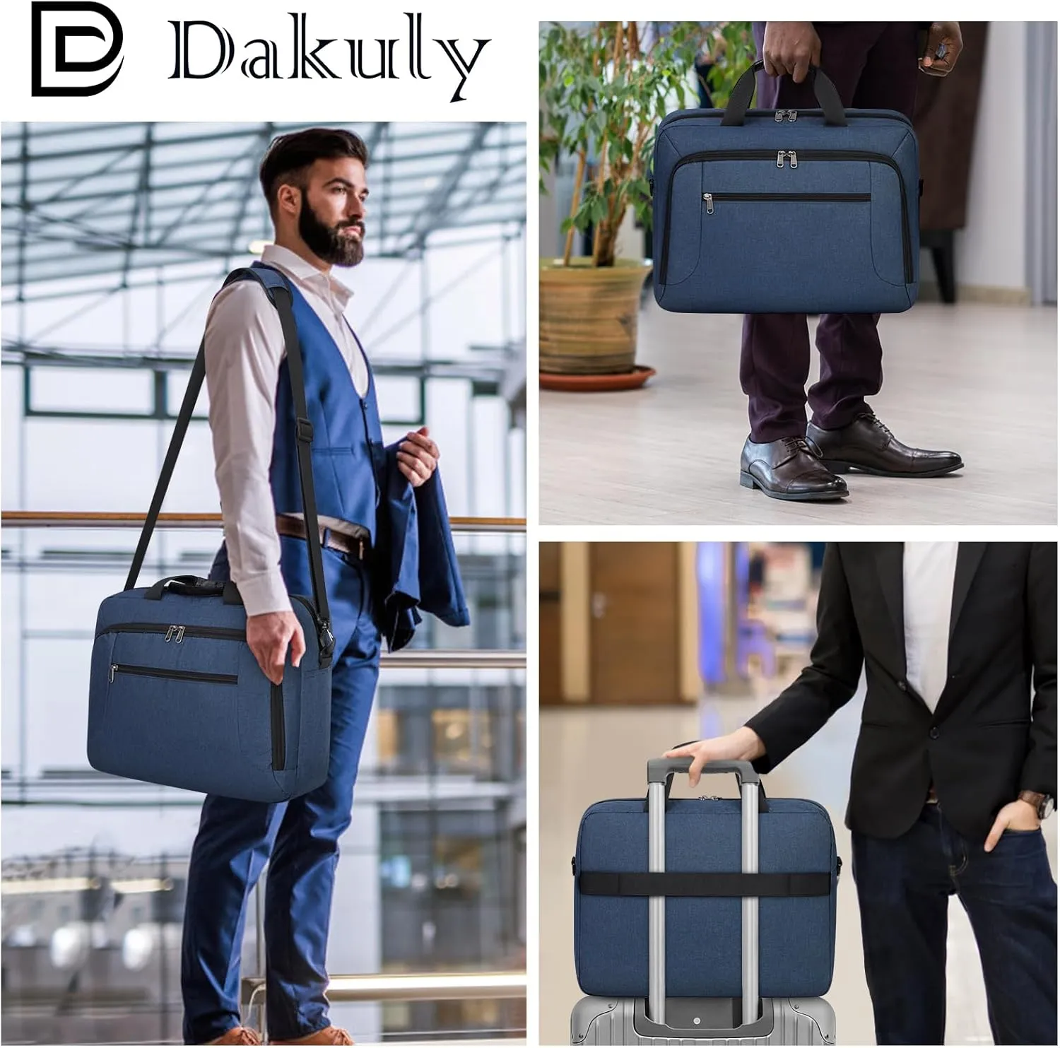 Laptop Bag 17.3 Inch Laptop Briefcase Large Waterproof Laptop Case for Men Women Business Office Work Computer Bag 17 Inch Adjustable Shoulder Messenger Bag, Blue