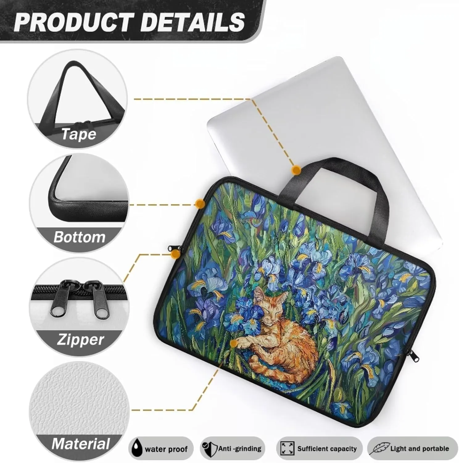 Laptop Bag Case for Women Men Leather Document Bag Zipper Briefcase for Document File Notary 10 Inch- 17 Inch