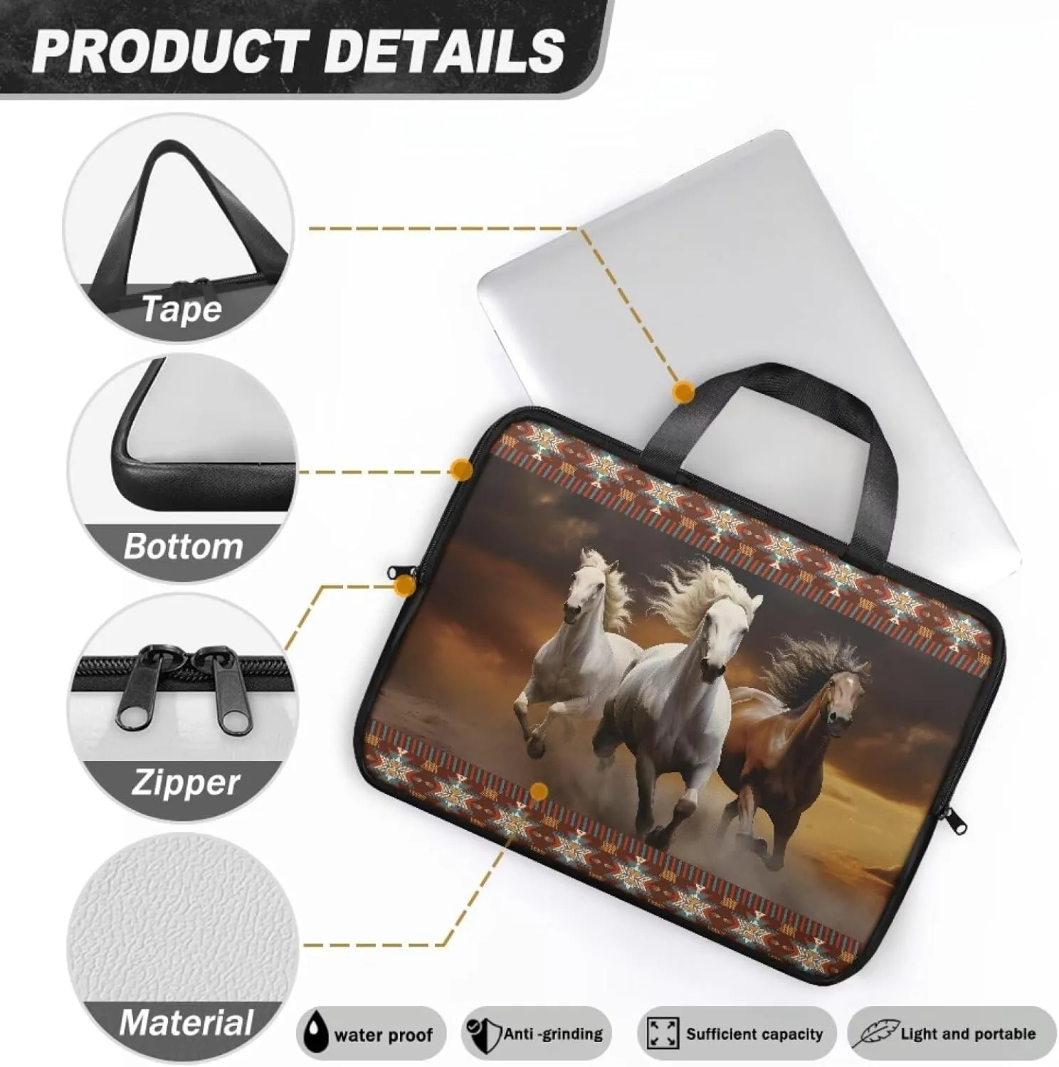 Laptop Bag Case Leather Laptop Sleeve with Handle Shockproof Computer Carrying Bag Cover 10 Inch- 17 Inch
