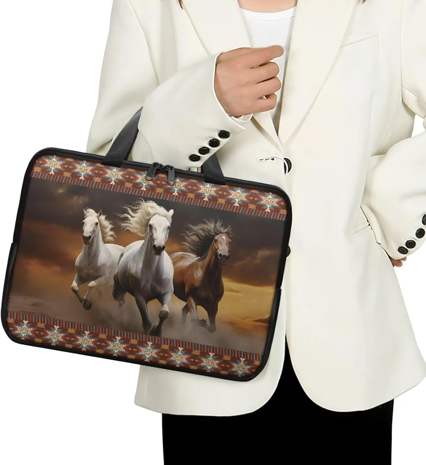 Laptop Bag Case Leather Laptop Sleeve with Handle Shockproof Computer Carrying Bag Cover 10 Inch- 17 Inch