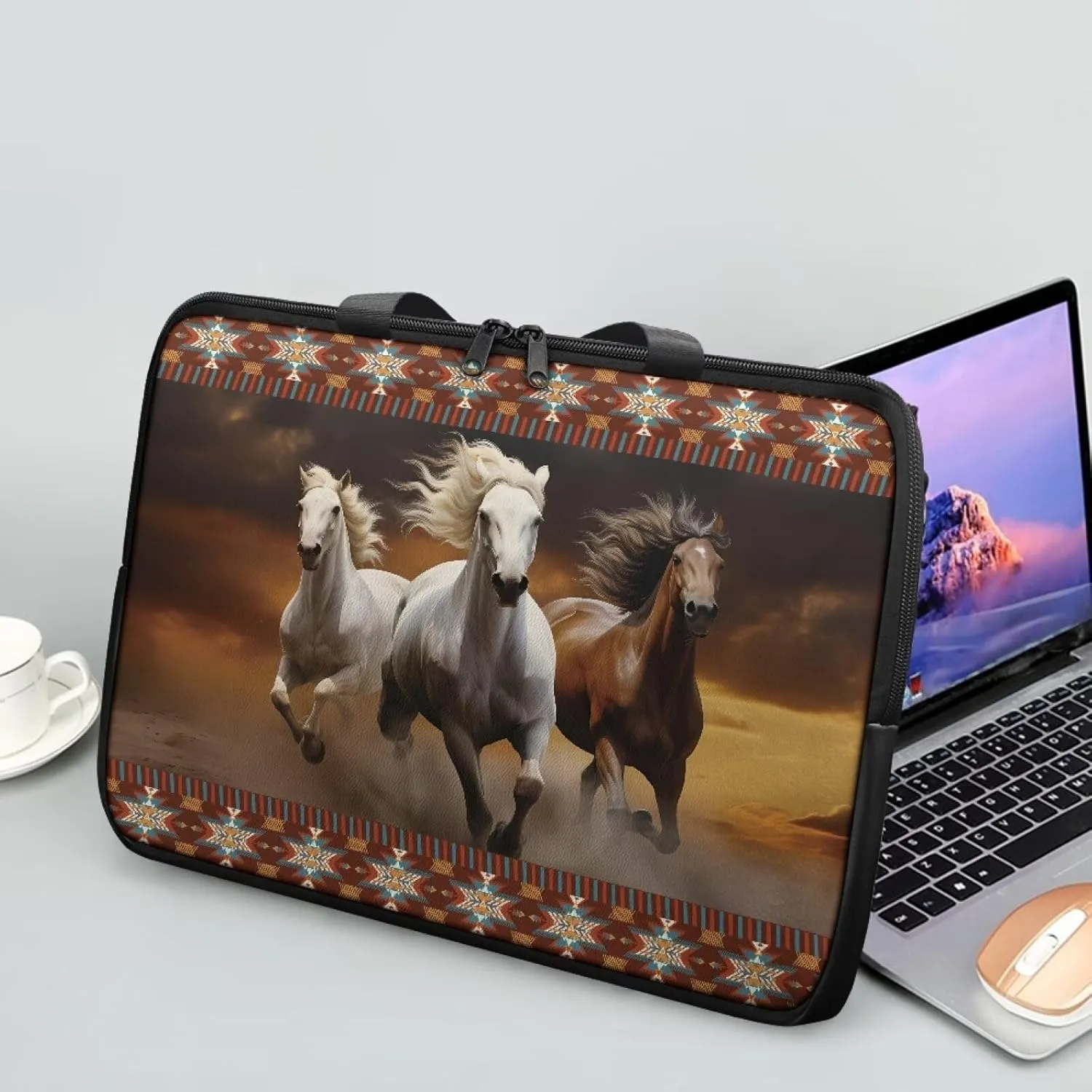 Laptop Bag Case Leather Laptop Sleeve with Handle Shockproof Computer Carrying Bag Cover 10 Inch- 17 Inch